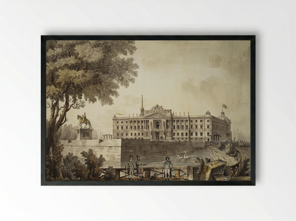 View of Saint Michael's Palace - Giacomo Quarenghi - Framed Print Black