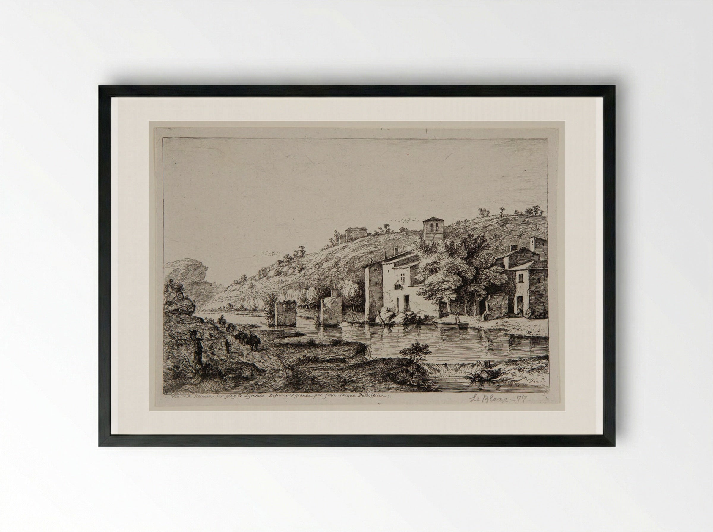 View of Saint-Romain-sur-Gier - Jean-Jacques de Boissieu - Framed Print Black