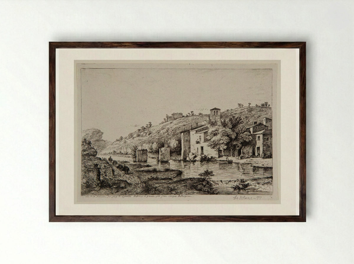 View of Saint-Romain-sur-Gier - Jean-Jacques de Boissieu - Framed Print Dark Wood