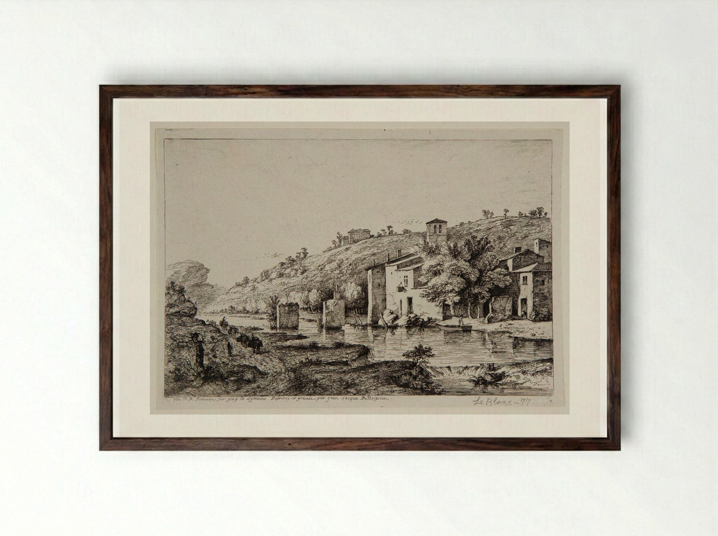 View of Saint-Romain-sur-Gier - Jean-Jacques de Boissieu - Framed Print Dark Wood