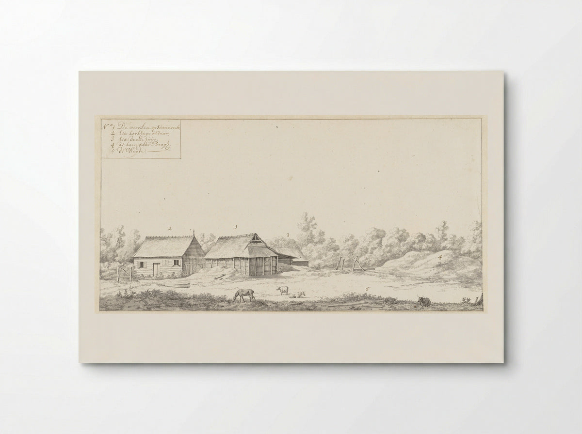 View of Three Houses on the Surimombo Plantation - Dirk Valkenburg - Poster