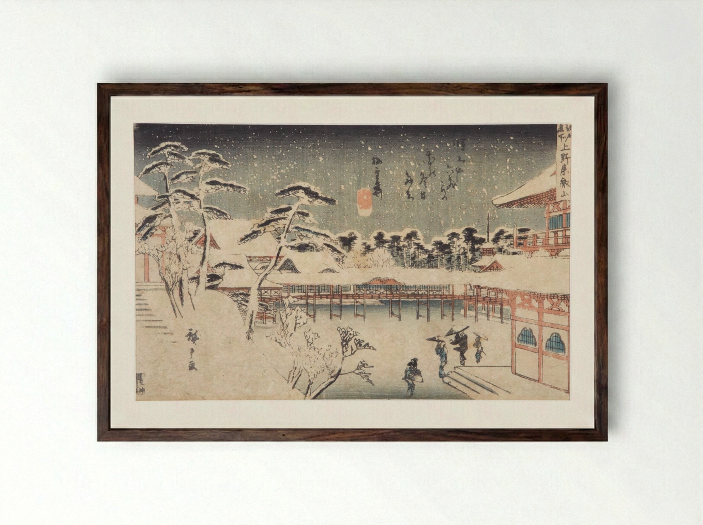 View of Tokyo, Snow Scene - Utagawa Hiroshige II - Framed Print Dark Wood