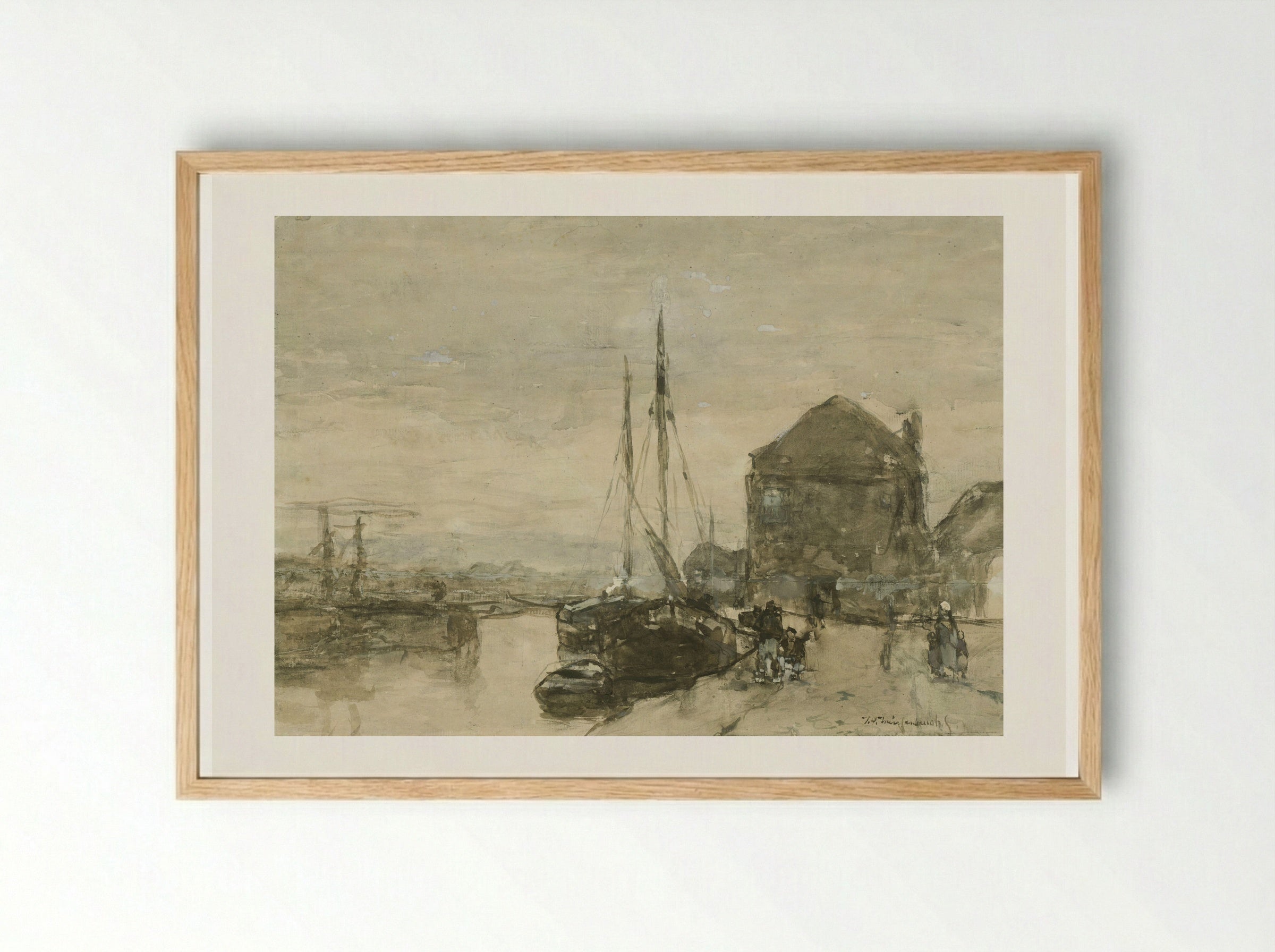 View of Turfmarkt and Eendjespoort in Haarlem - Johan Hendrik Weissenbruch - Framed Print Wood