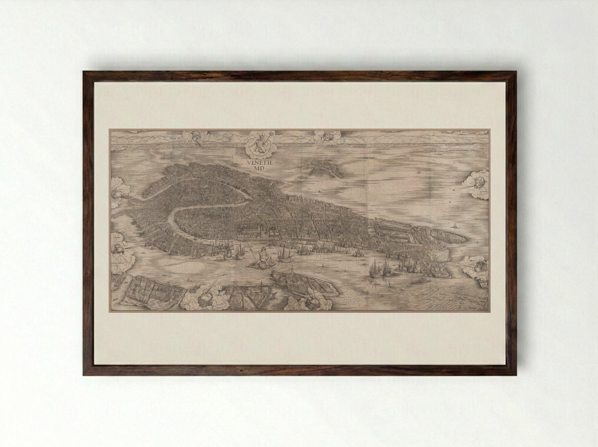 View of Venice - Jacopo de' Barbari - Framed Print Dark Wood