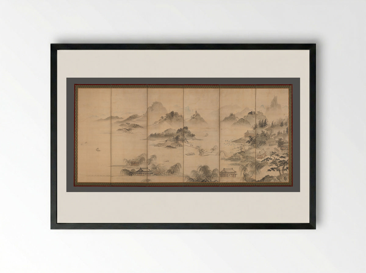 View of West Lake - Kusumi Morikage - Framed Print Black