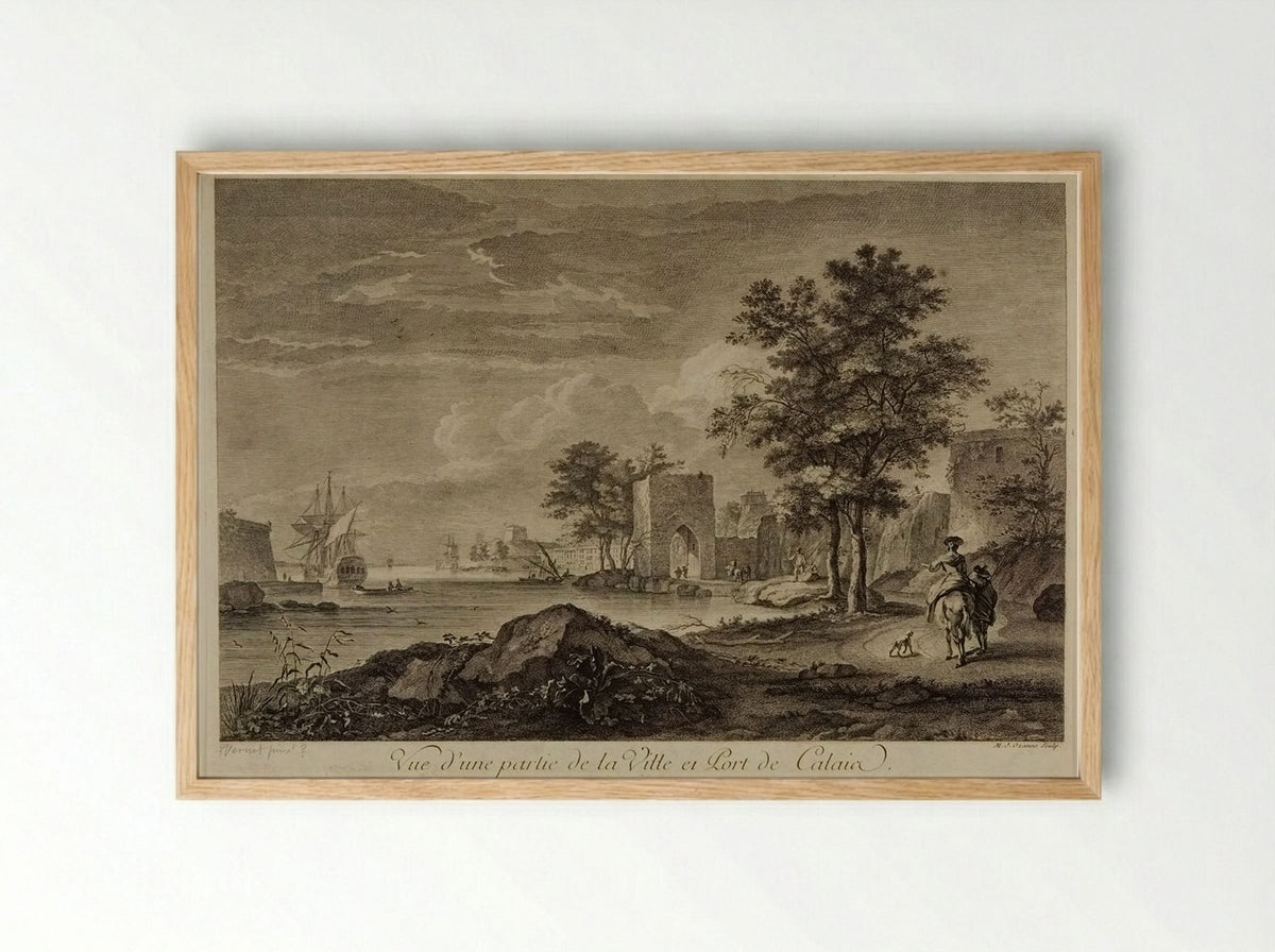 View of a Part of the Town and Port of Calais - Marie Jeanne Ozanne - Framed Print Wood