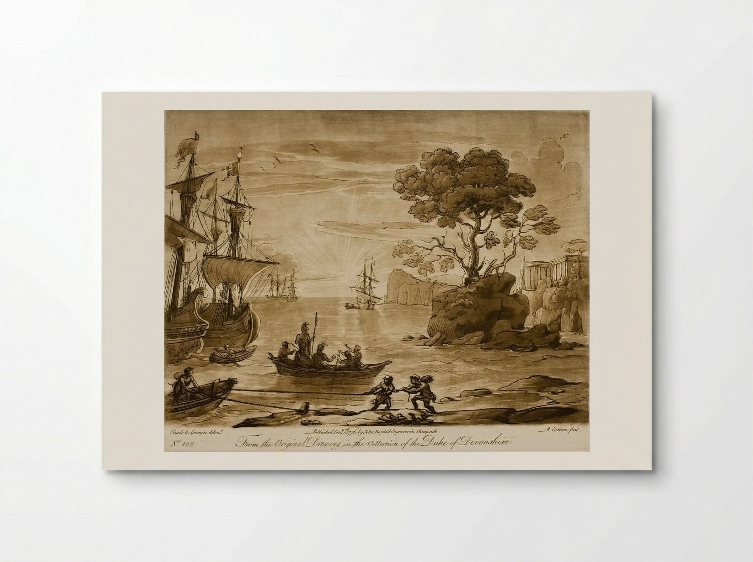 View of a Seaport at Sunrise, with the Landing of Eneas in Italy - Richard Earlom - Poster