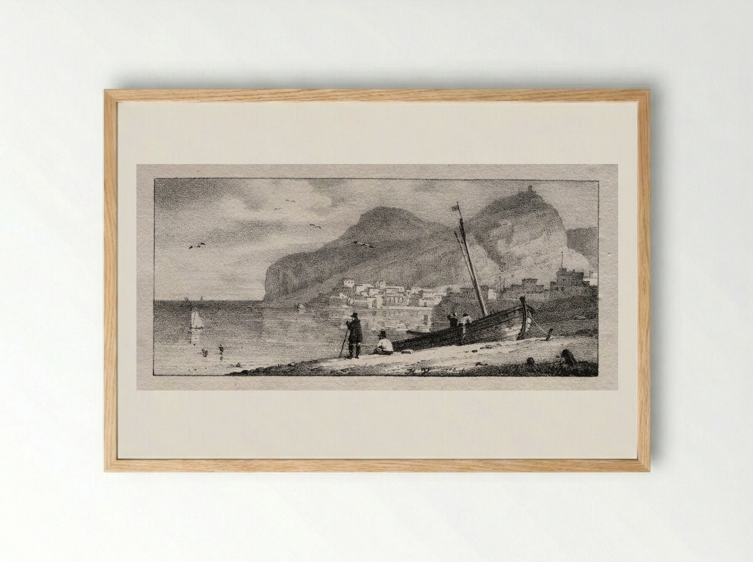 View of a Seaport - Horace Vernet - Framed Print Wood