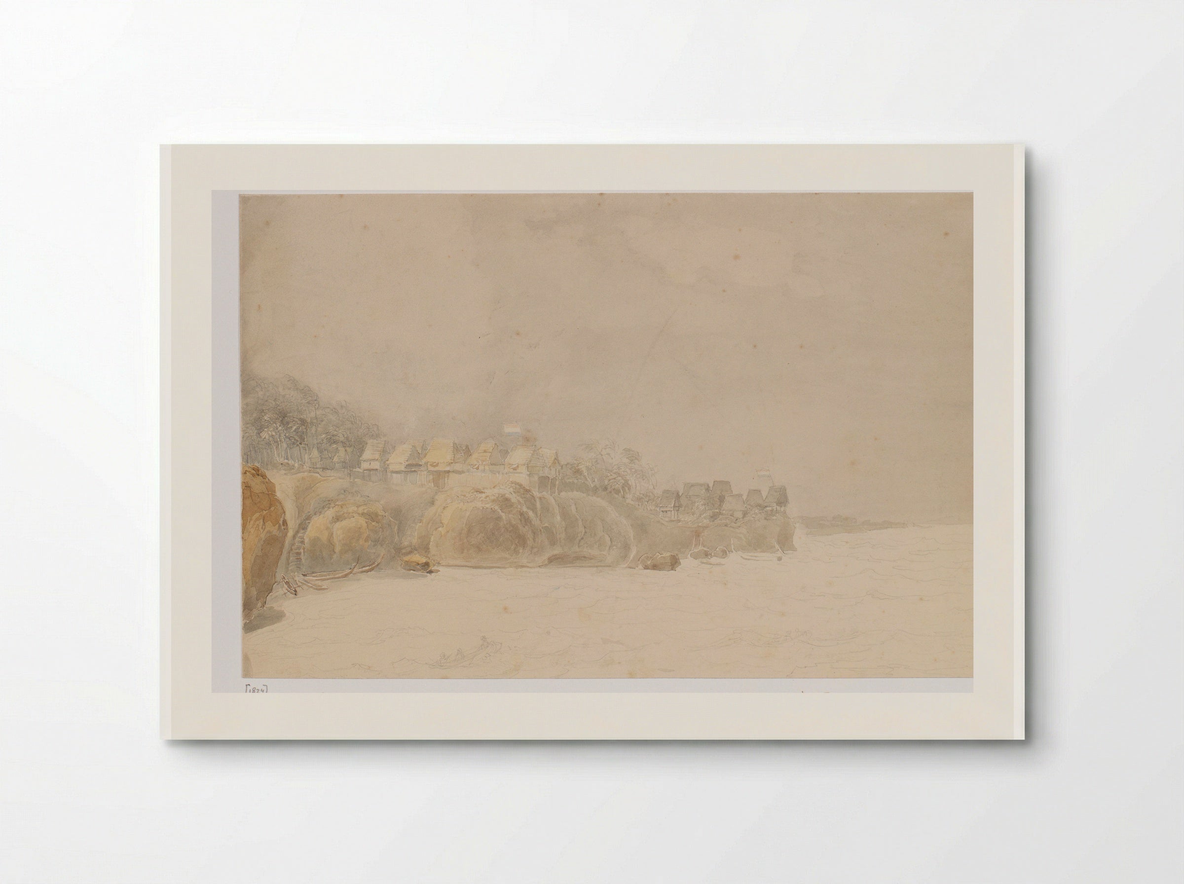 View of a Settlement on the Coast of the Aru Islands - Adrianus Johannes Bik - Poster