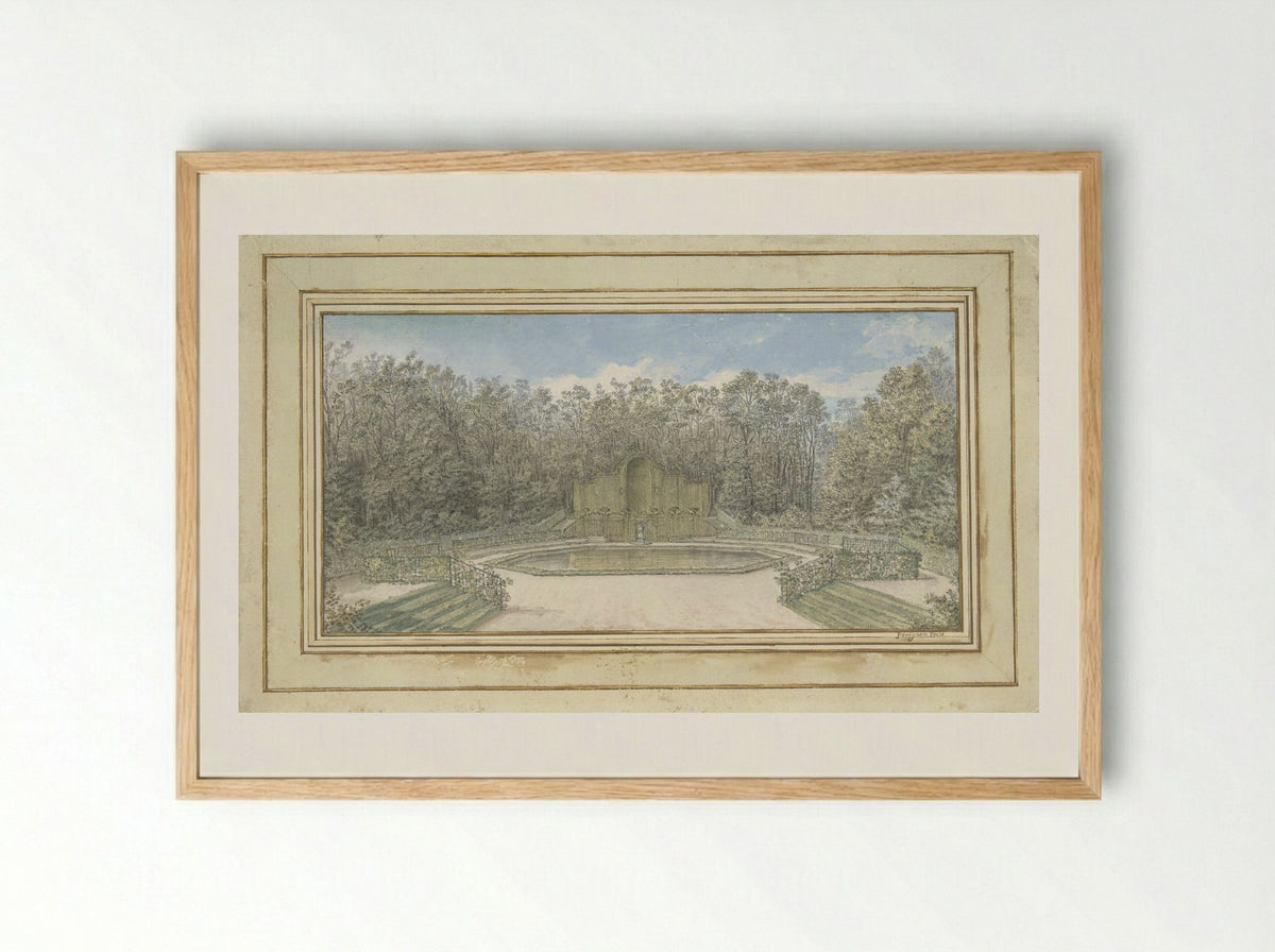 View of a Trellis Pavilion in a Park - Alexis Nicolas Pérignon - Framed Print Wood