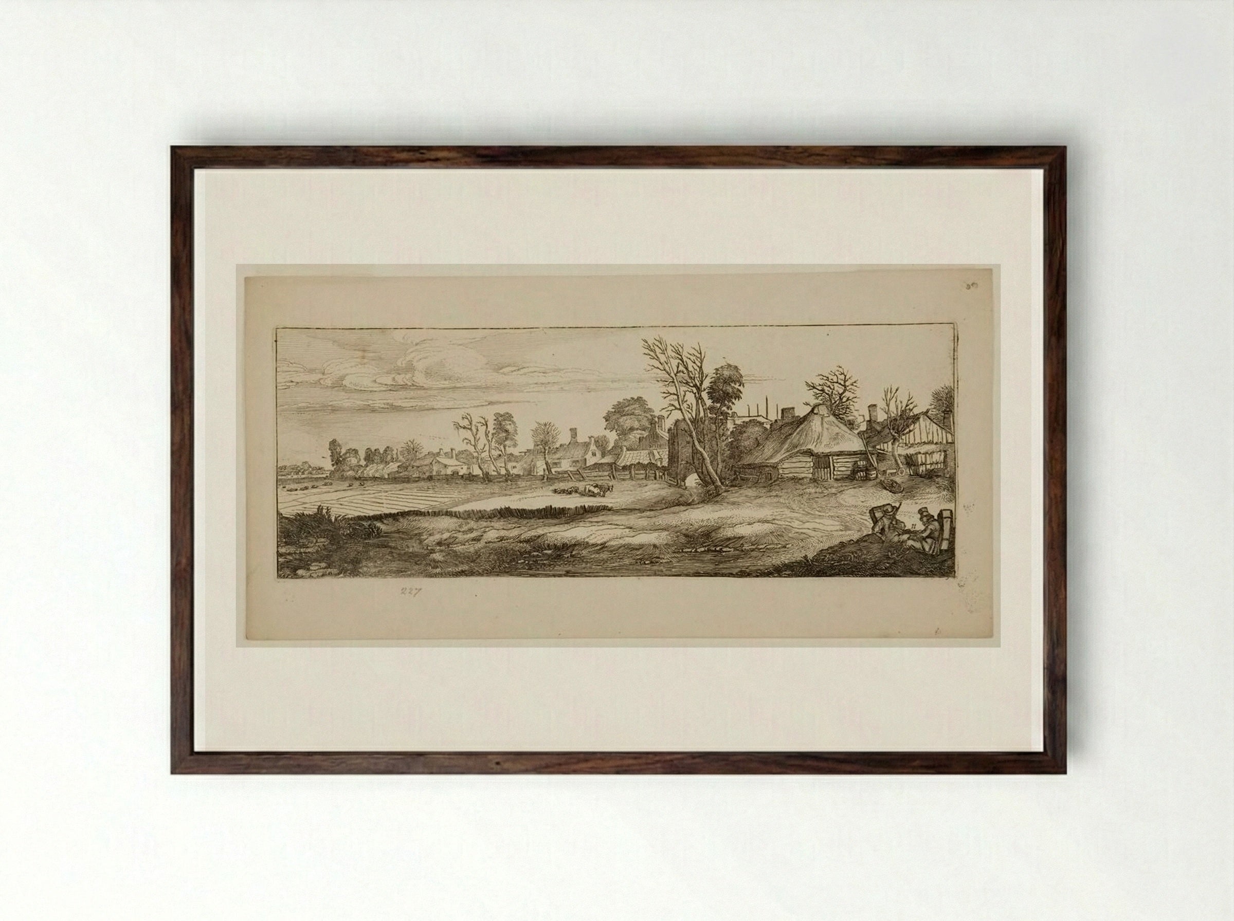 View of a Village - Jan van de Velde II - Framed Print Dark Wood