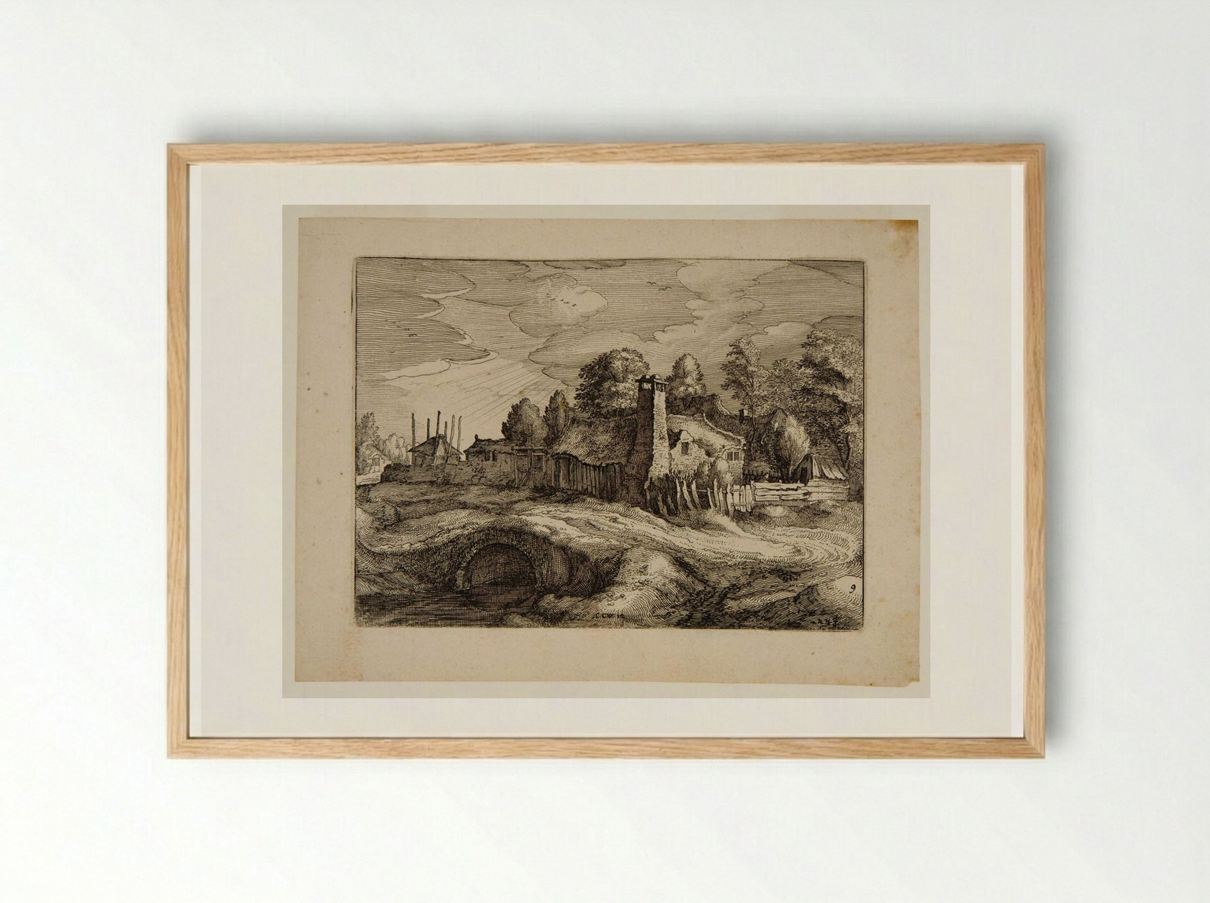View of a Village - Claes Jansz. Visscher - Framed Print Wood