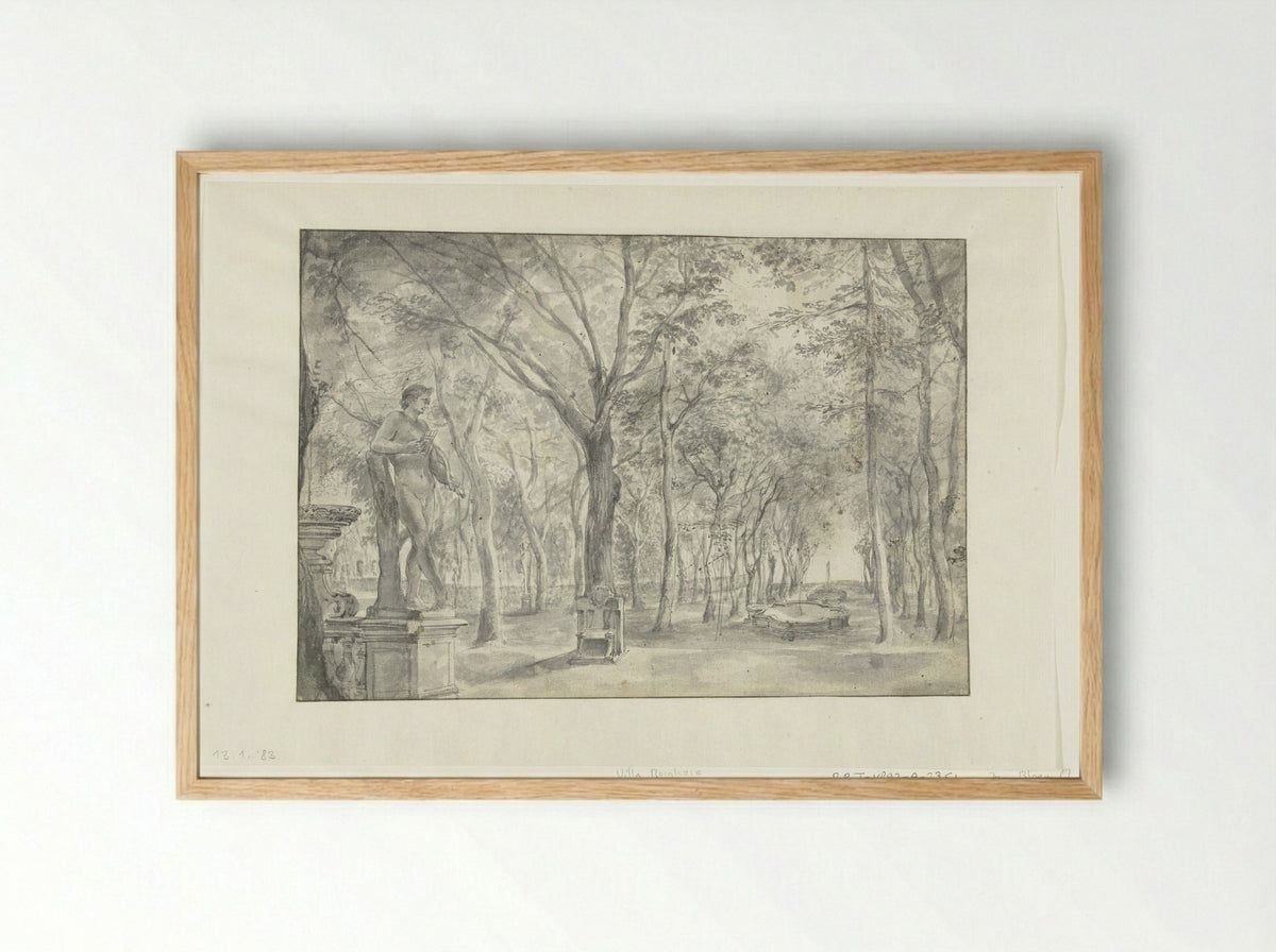 View of an Italian Garden (Villa Borghese?) - Jan Blom - Framed Print Wood