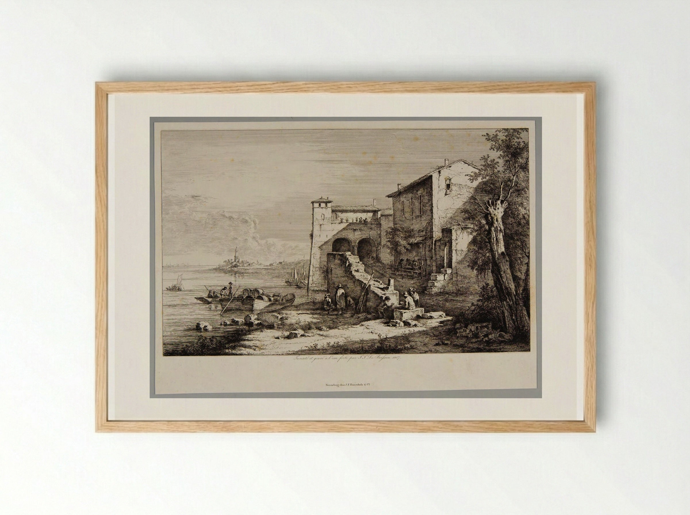 View of the Ancient Custom House of Rome - Jean-Jacques de Boissieu - Framed Print Wood