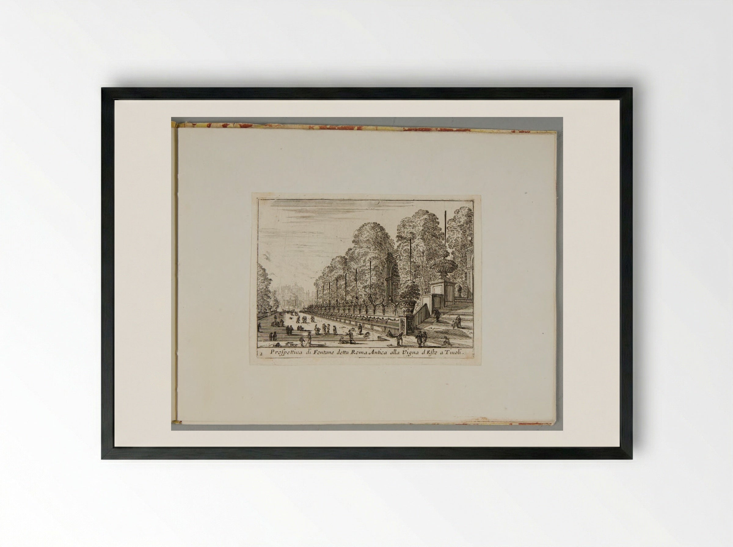 View of the Ancient Roman Fountain at the Villa d'Este in Tivoli - Israël Silvestre - Framed Print Black