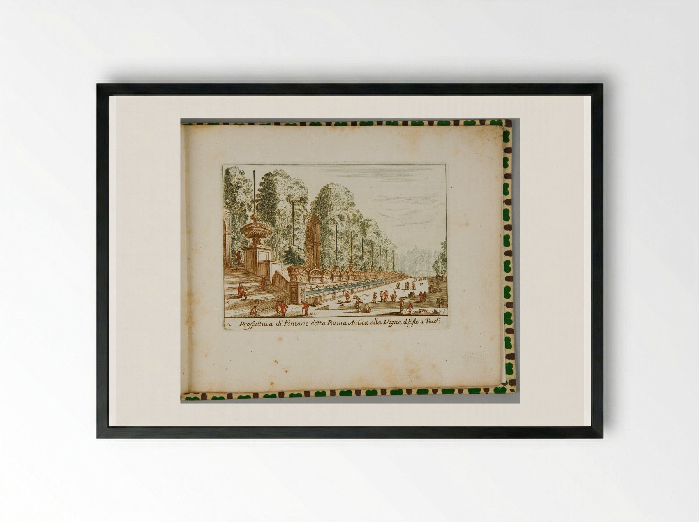 View of the Ancient Roman Fountain at the Villa d'Este in Tivoli - Abraham Bloteling - Framed Print Black