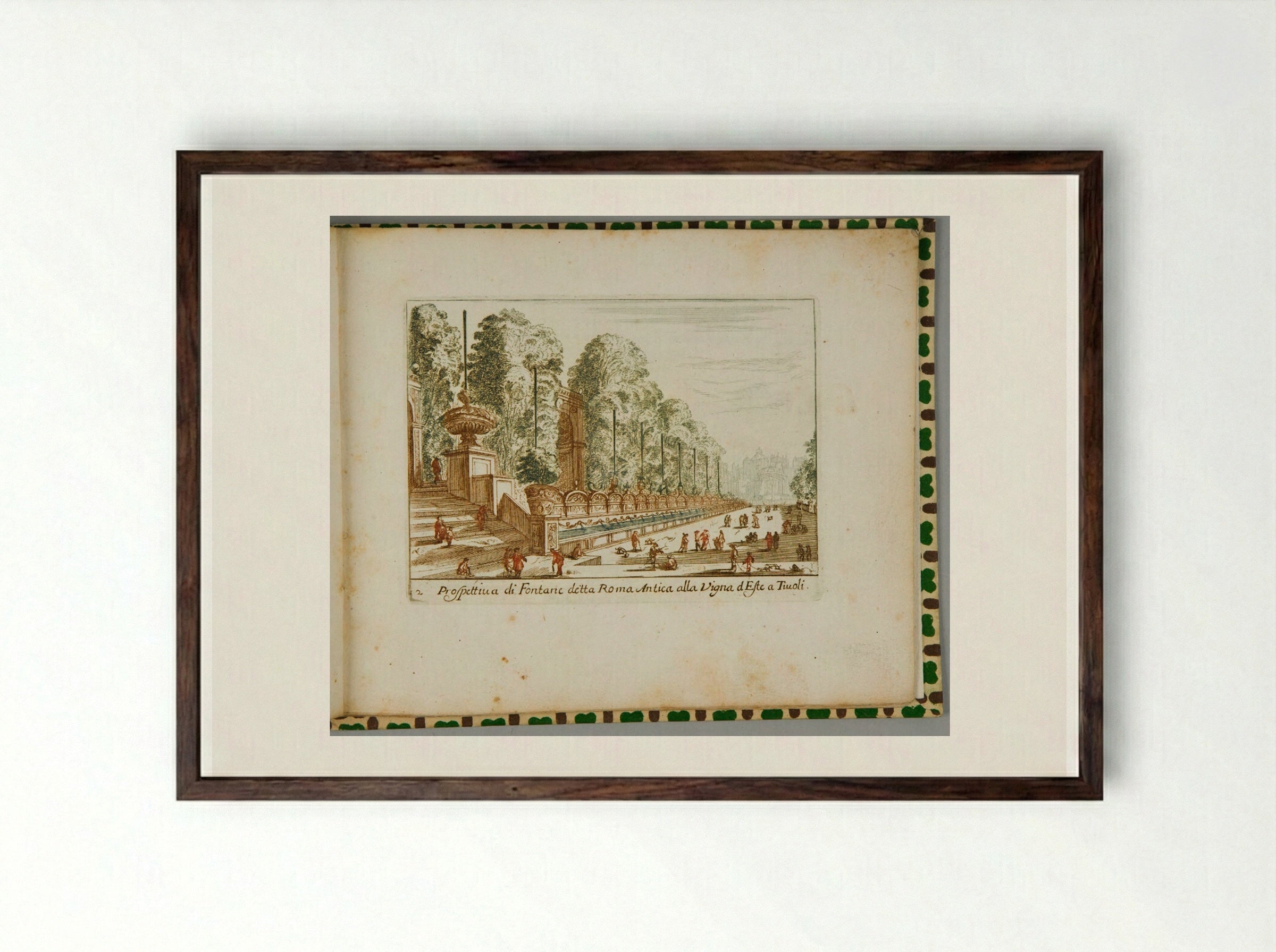 View of the Ancient Roman Fountain at the Villa d'Este in Tivoli - Abraham Bloteling - Framed Print Dark Wood