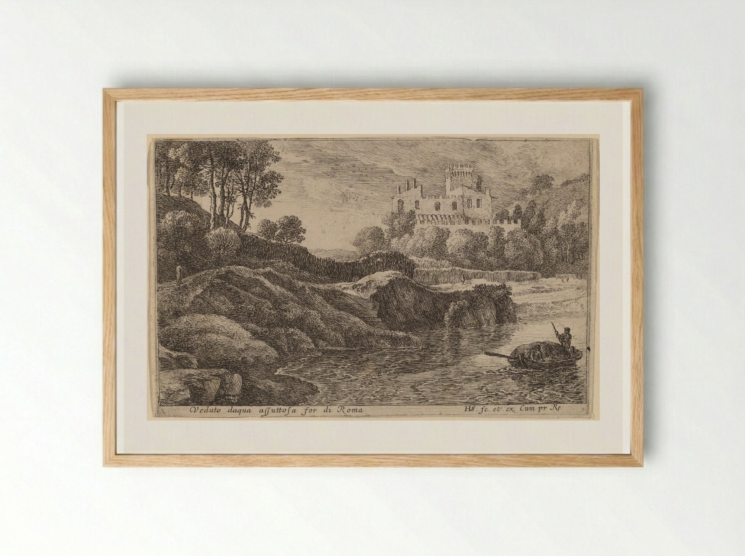 View of the Aqua Acetosa - Herman van Swanevelt - Framed Print Wood