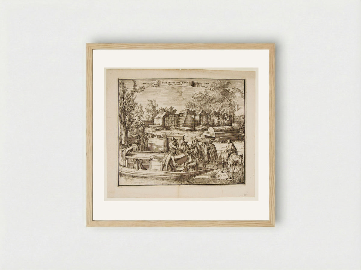 View of the Burial Ground of the Portuguese Jews in Ouderkerk near Amsterdam - Romeyn de Hooghe - Framed Print Wood