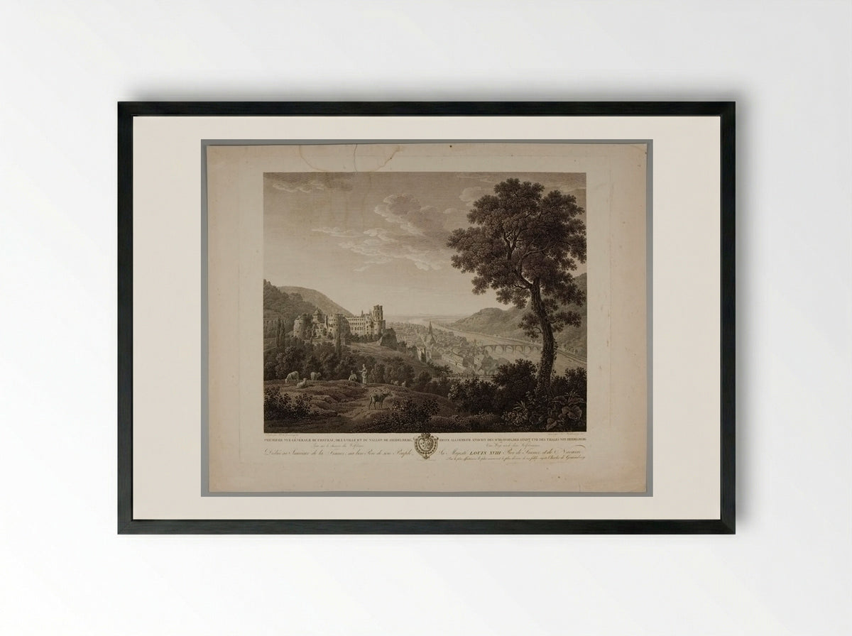 View of the Castle of Heidelberg - Christian Haldenwang - Framed Print Black