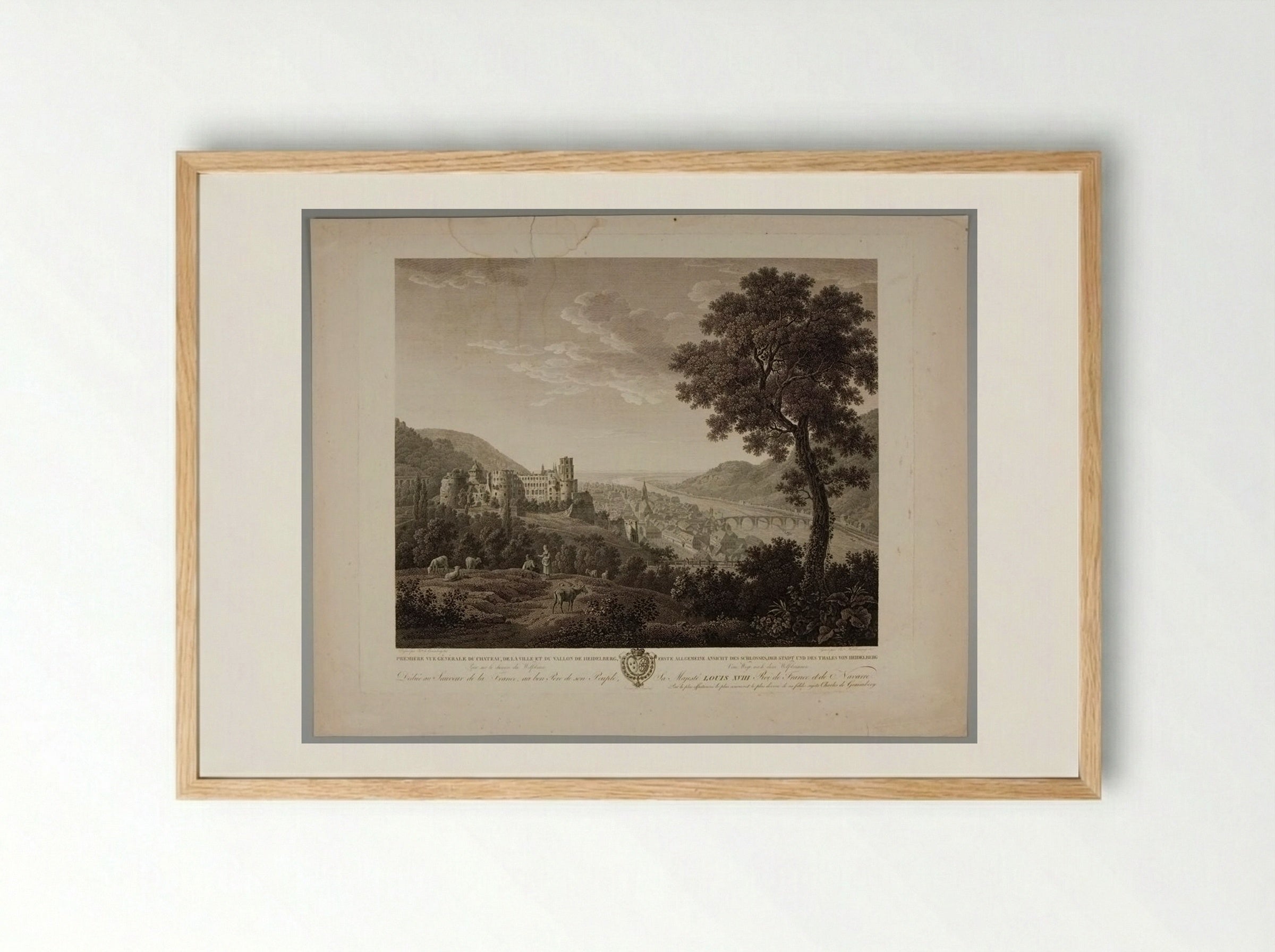 View of the Castle of Heidelberg - Christian Haldenwang - Framed Print Wood