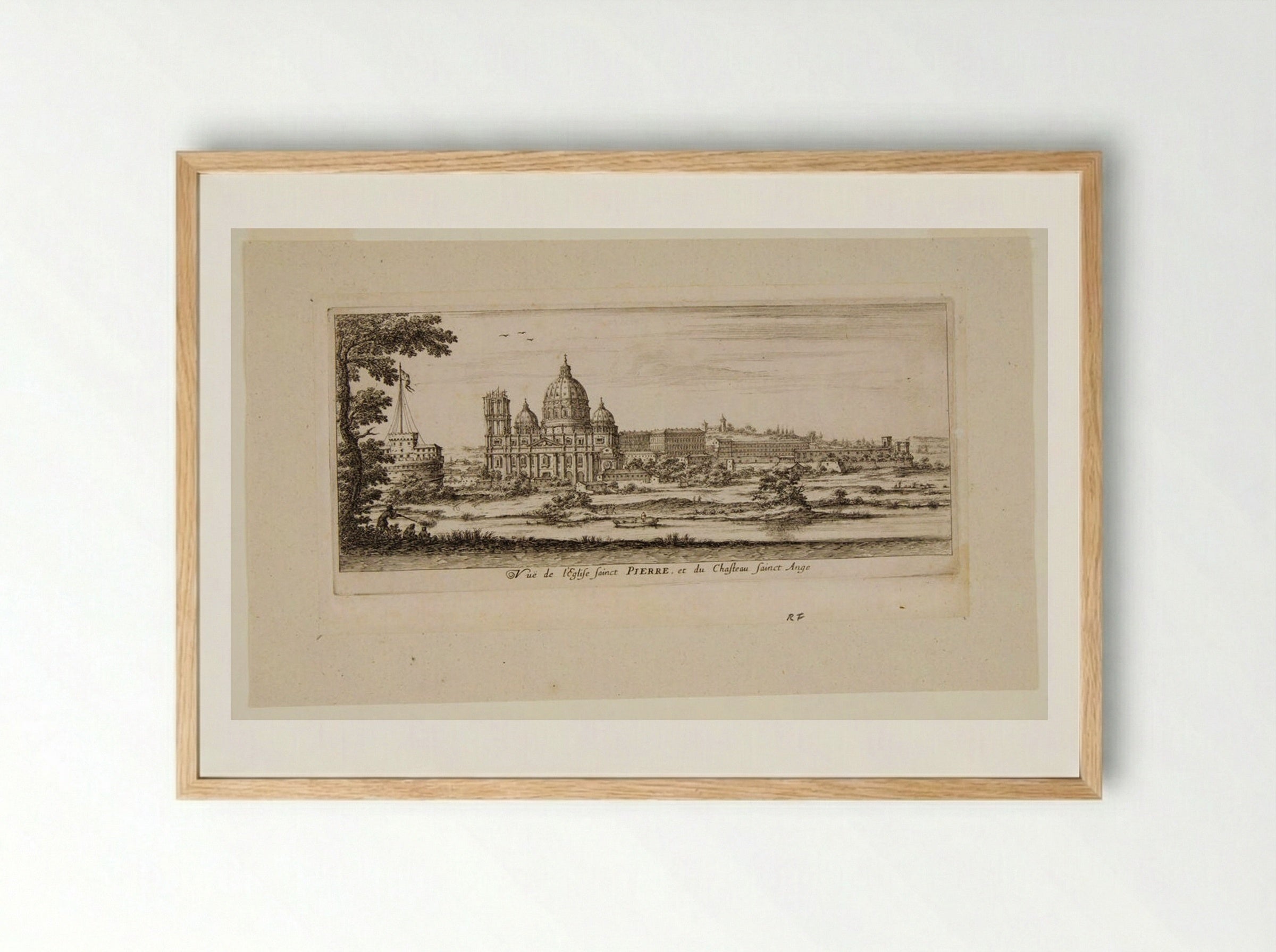View of the Church of Saint Peter and the Castello San Angelo - Israël Silvestre - Framed Print Wood