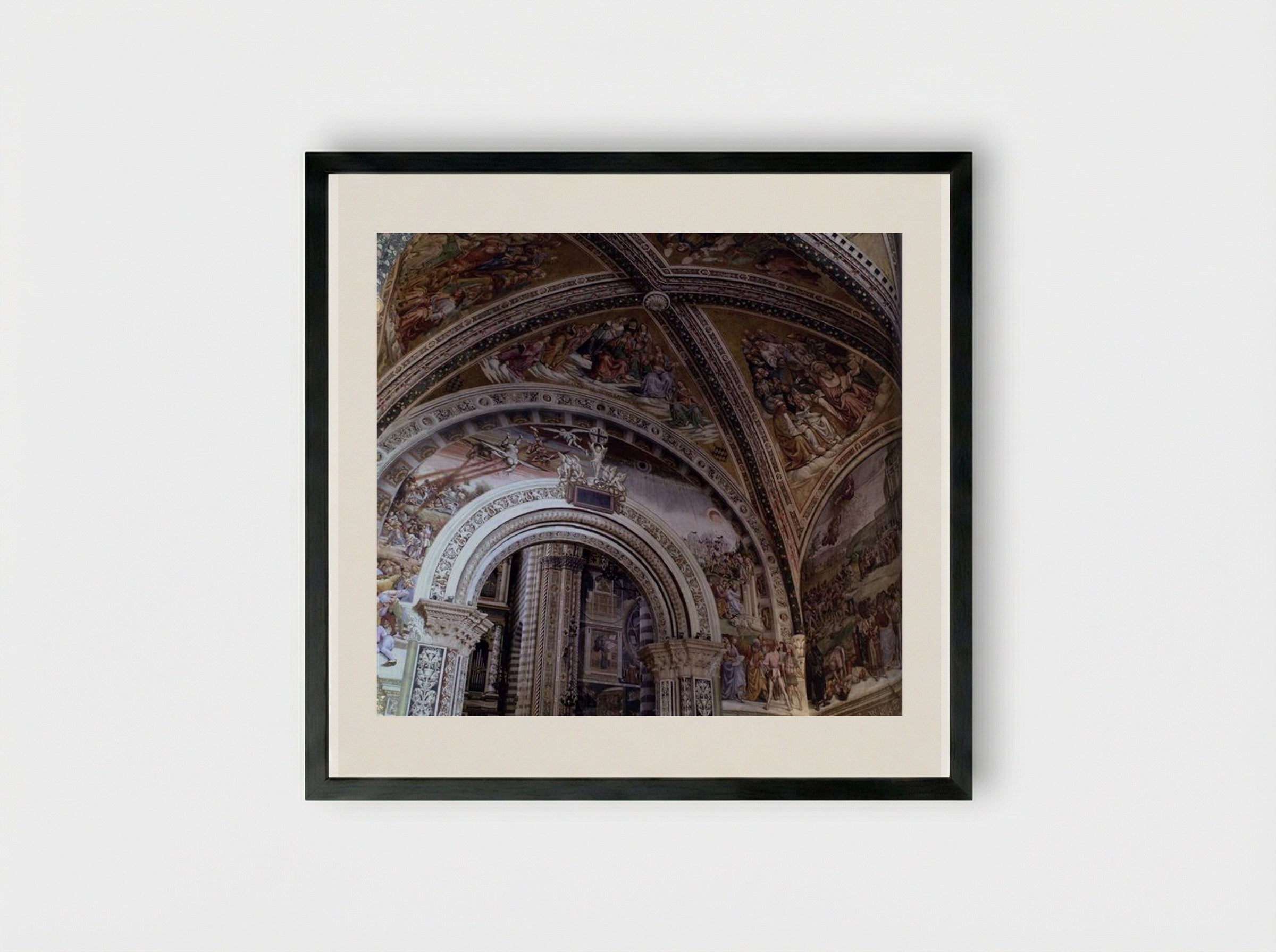 View of the Frescoes in the Chapel of San Brizio - Luca Signorelli - Framed Print Black