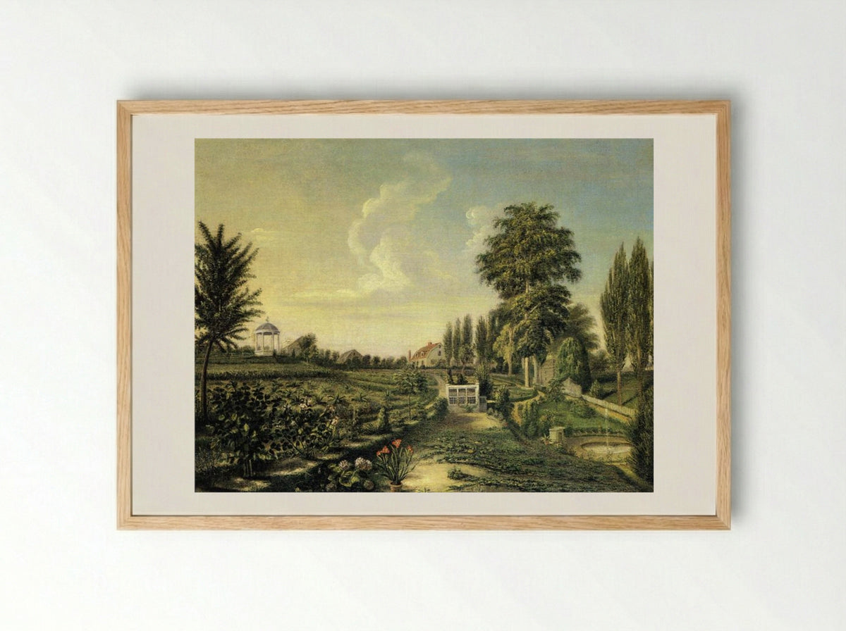 View of the Garden at Belfield - Charles Willson Peale - Framed Print Wood
