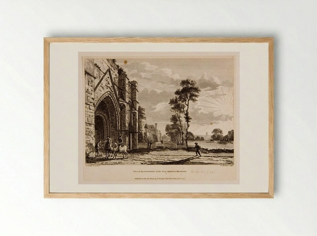 View of the Gateway of the Old Abbey at Reading - Francis Chesham - Framed Print Wood