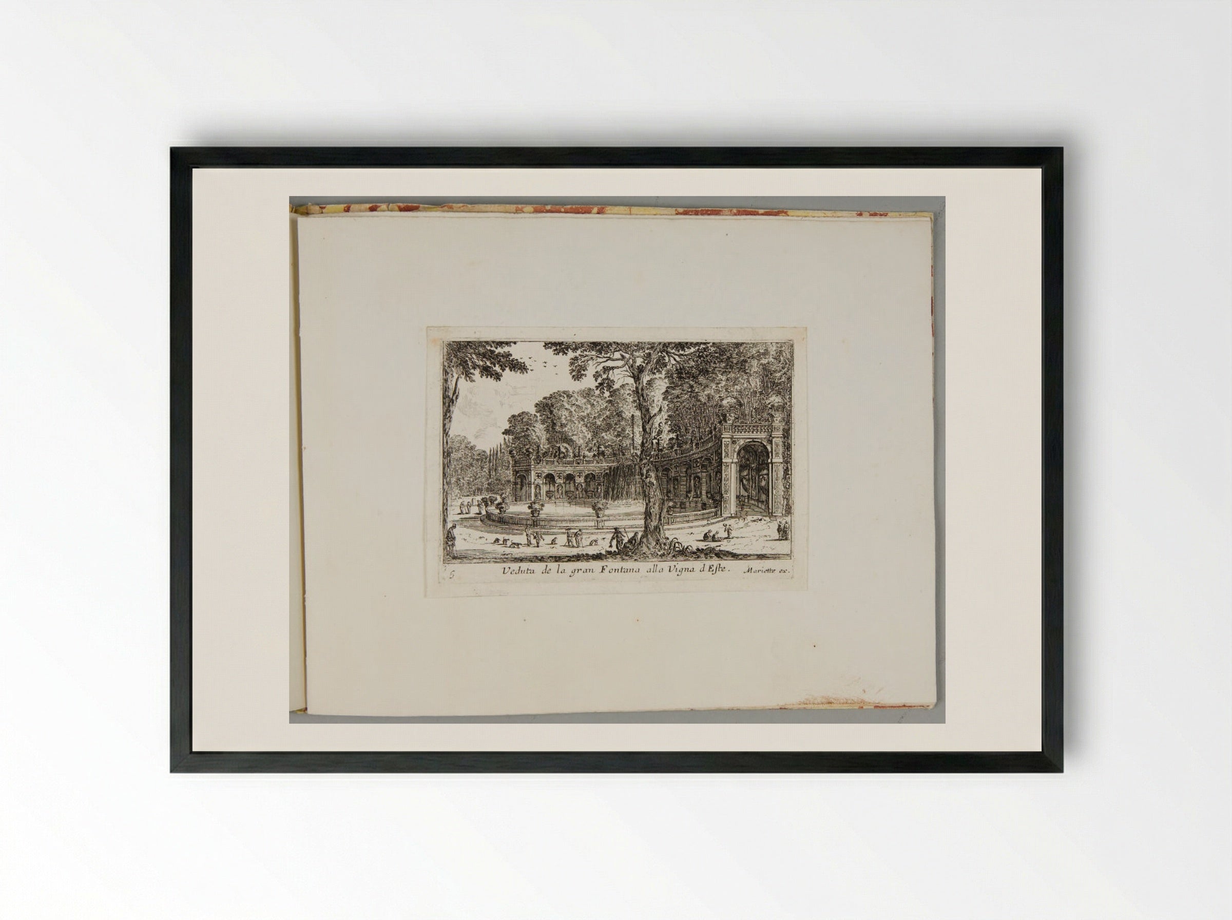 View of the Great Fountain at the Villa d'Este - Israël Silvestre - Framed Print Black