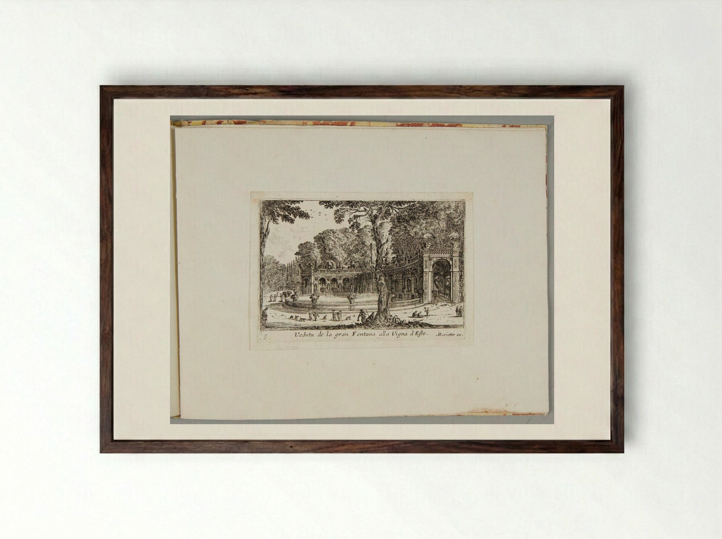 View of the Great Fountain at the Villa d'Este - Israël Silvestre - Framed Print Dark Wood