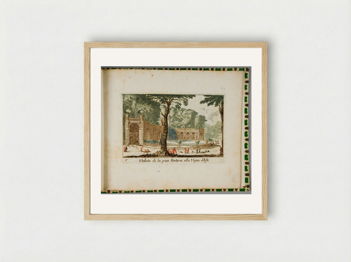 View of the Great Fountain at the Villa d'Este - Abraham Bloteling - Framed Print Wood