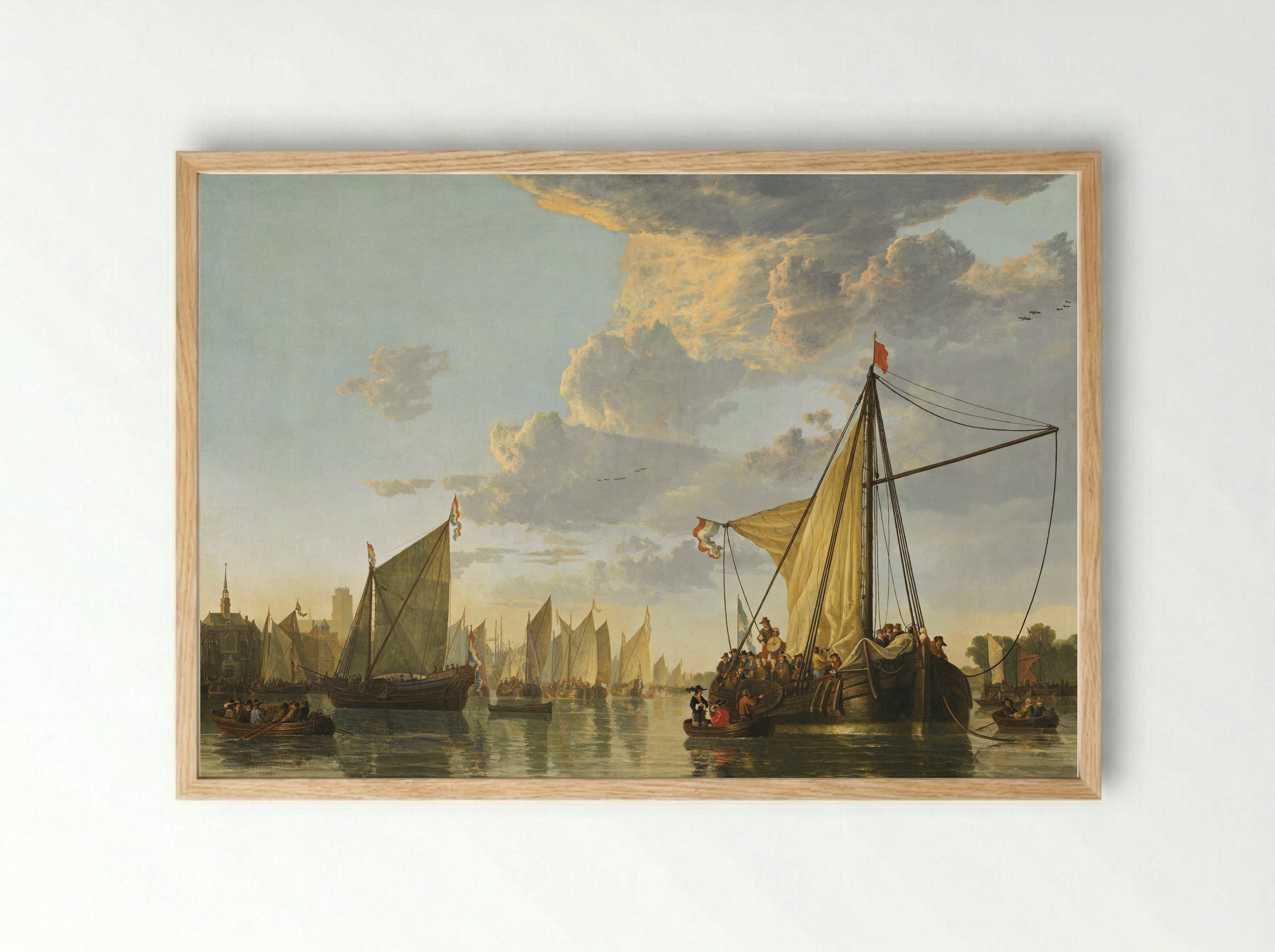 View of the Groote Kerk in Dordrecht from the River Maas - Aelbert Cuyp - Framed Print Wood