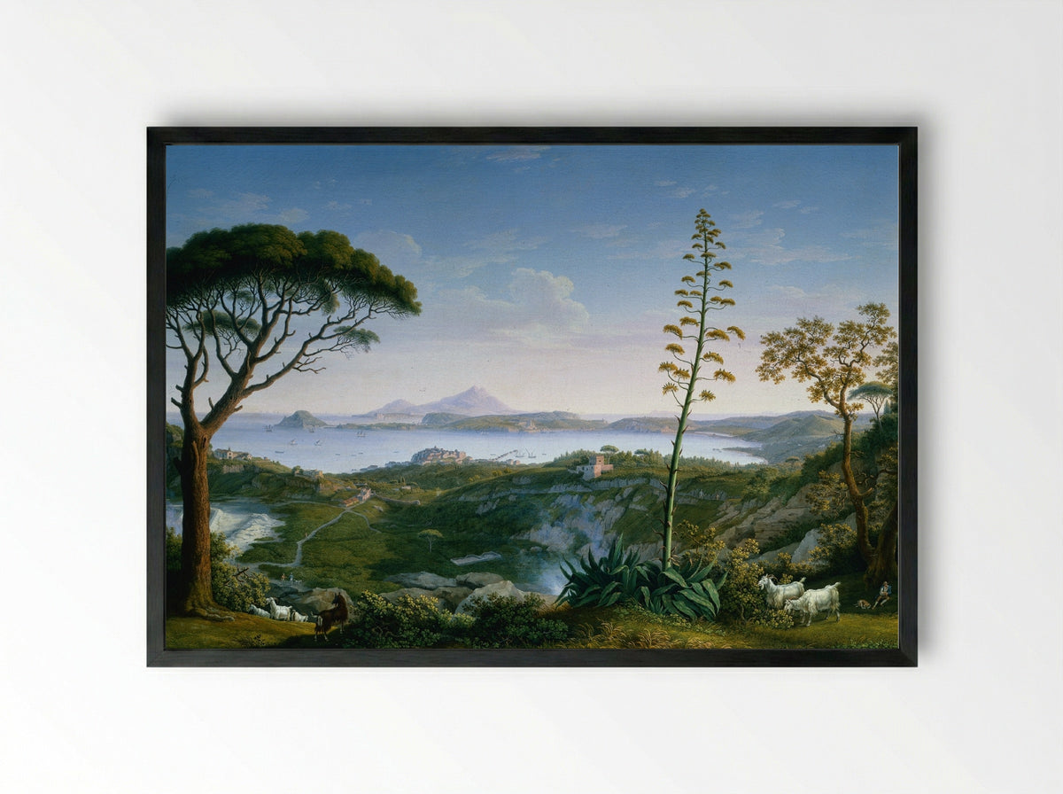 View of the Gulf of Pozzuoli from Solfatara - Philipp Hackert - Framed Print Black