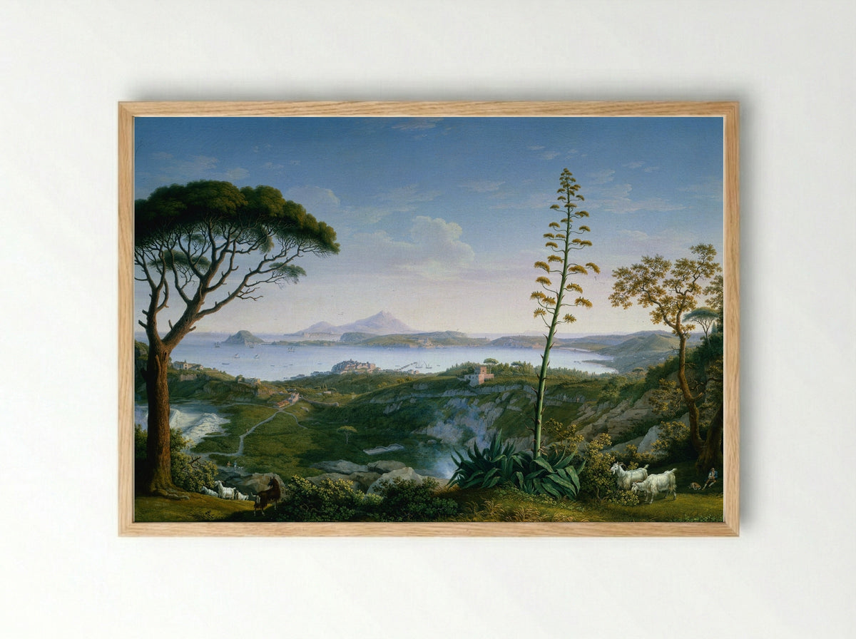 View of the Gulf of Pozzuoli from Solfatara - Philipp Hackert - Framed Print Wood