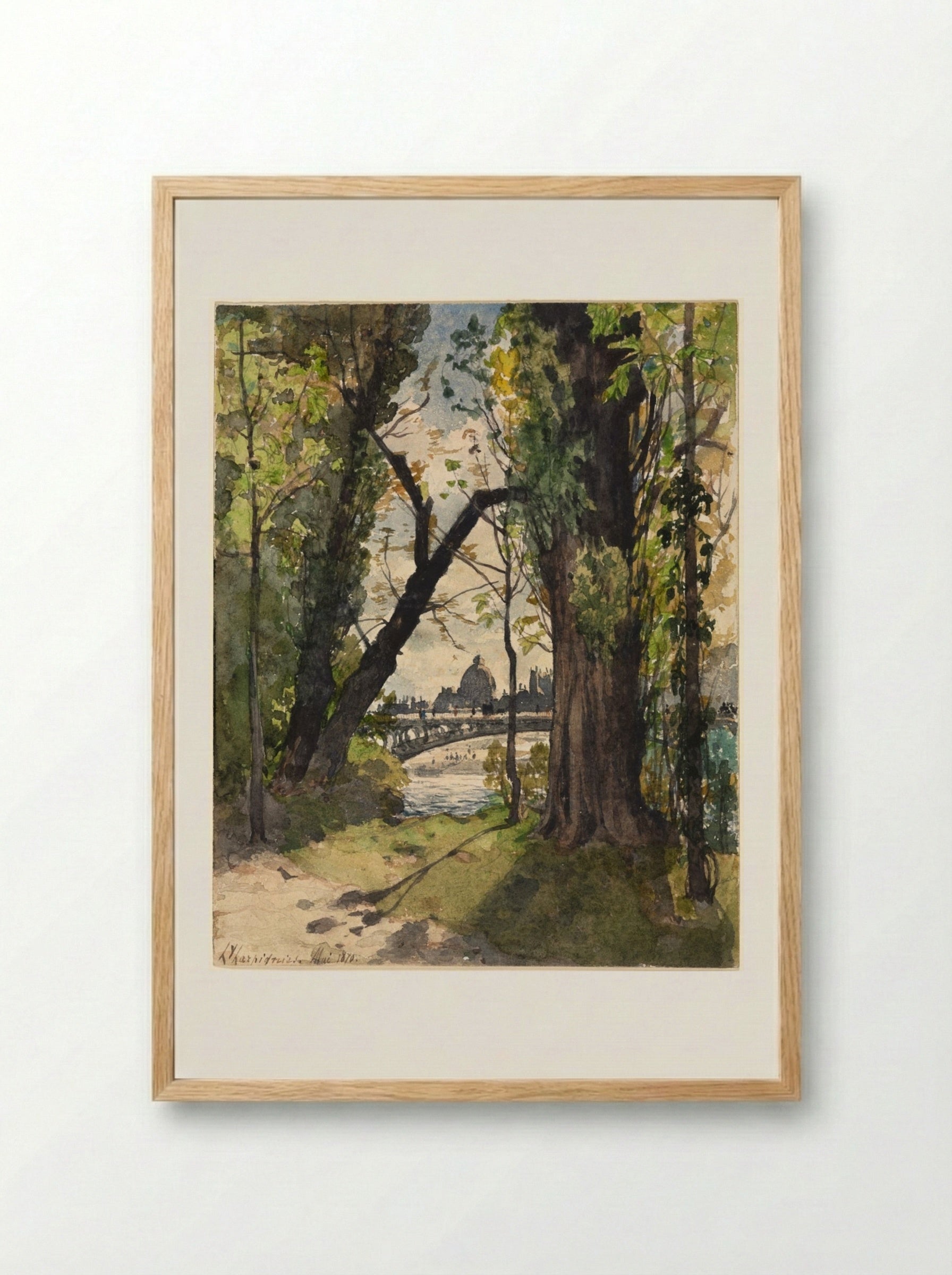 View of the Institut de France from the Foot of the Pont Royal - Henri Joseph Harpignies - Framed Print Wood