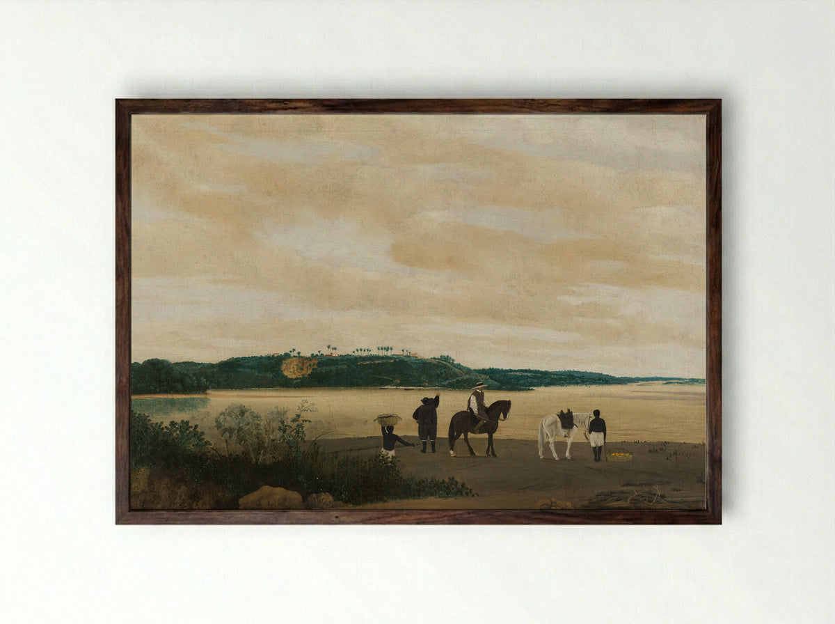 View of the Island of Itamaracá, Brazil - Frans Jansz. Post - Framed Print Dark Wood
