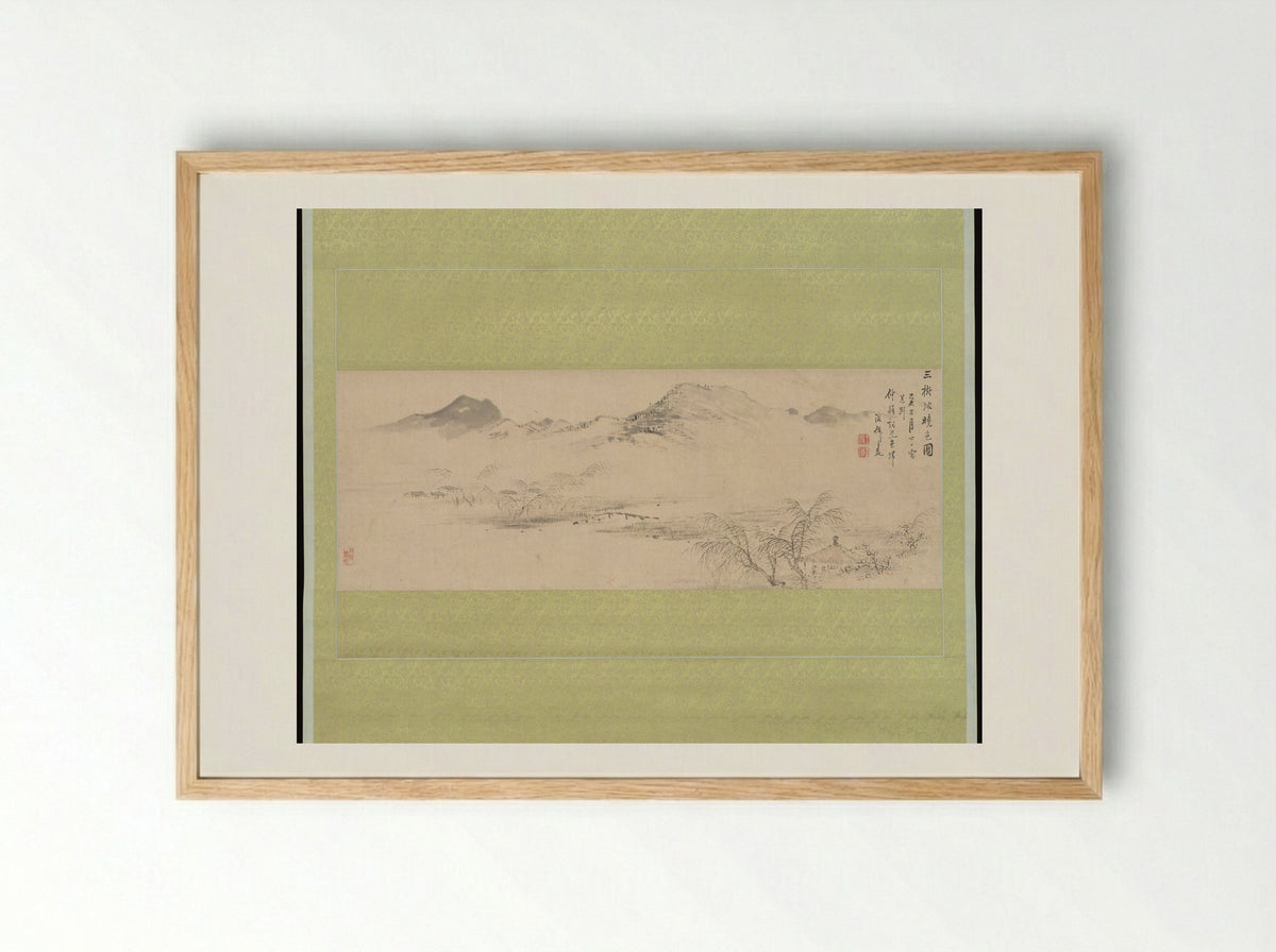 View of the Kamo River from Sanbogi at Dawn - Oda Kaisen - Framed Print Wood