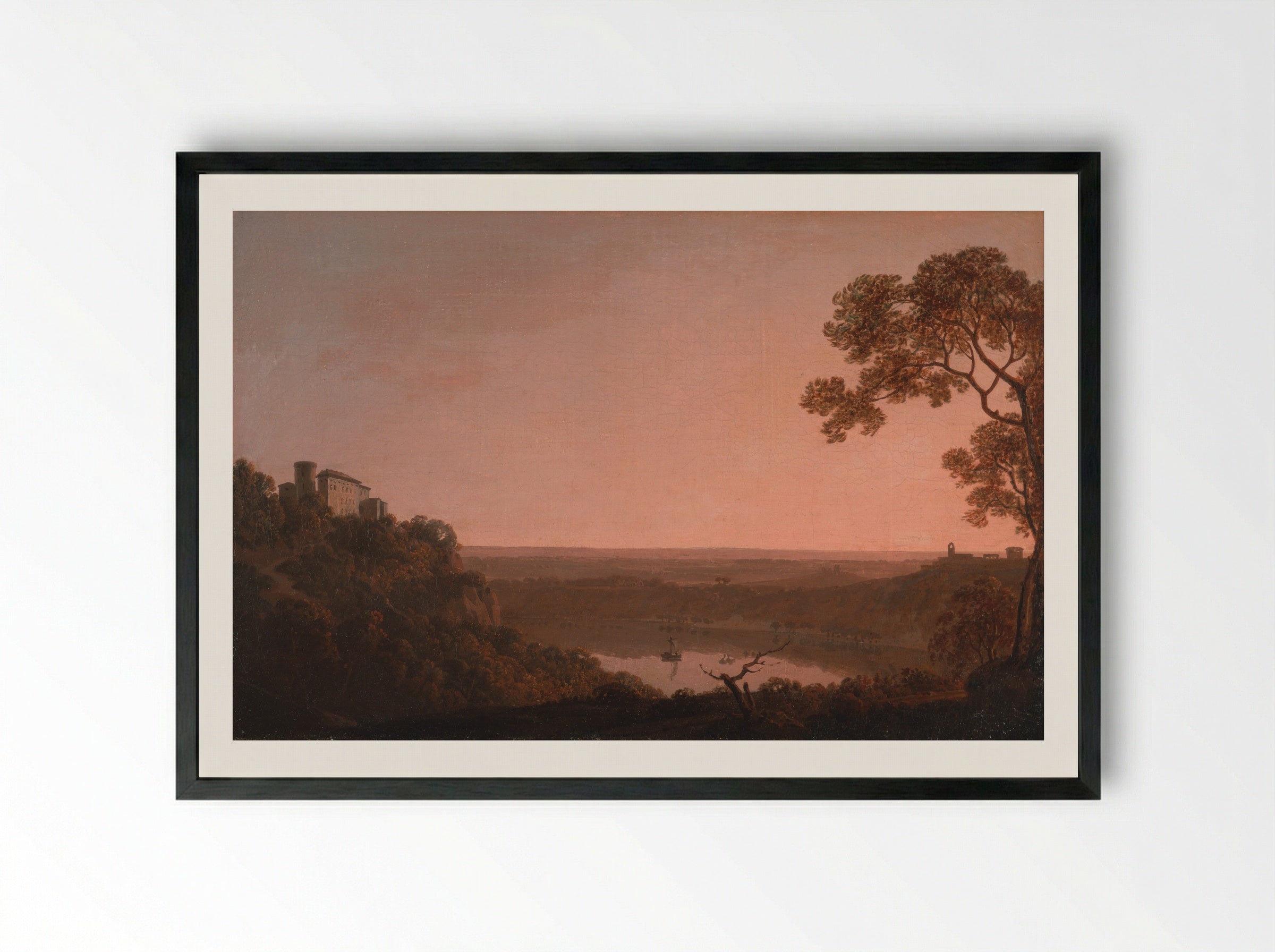 View of the Lake of Nemi - Joseph Wright of Derby - Framed Print Black