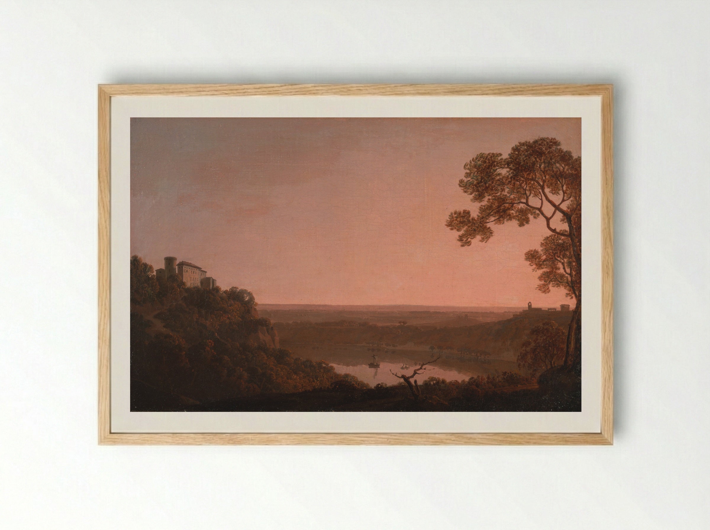 View of the Lake of Nemi - Joseph Wright of Derby - Framed Print Wood