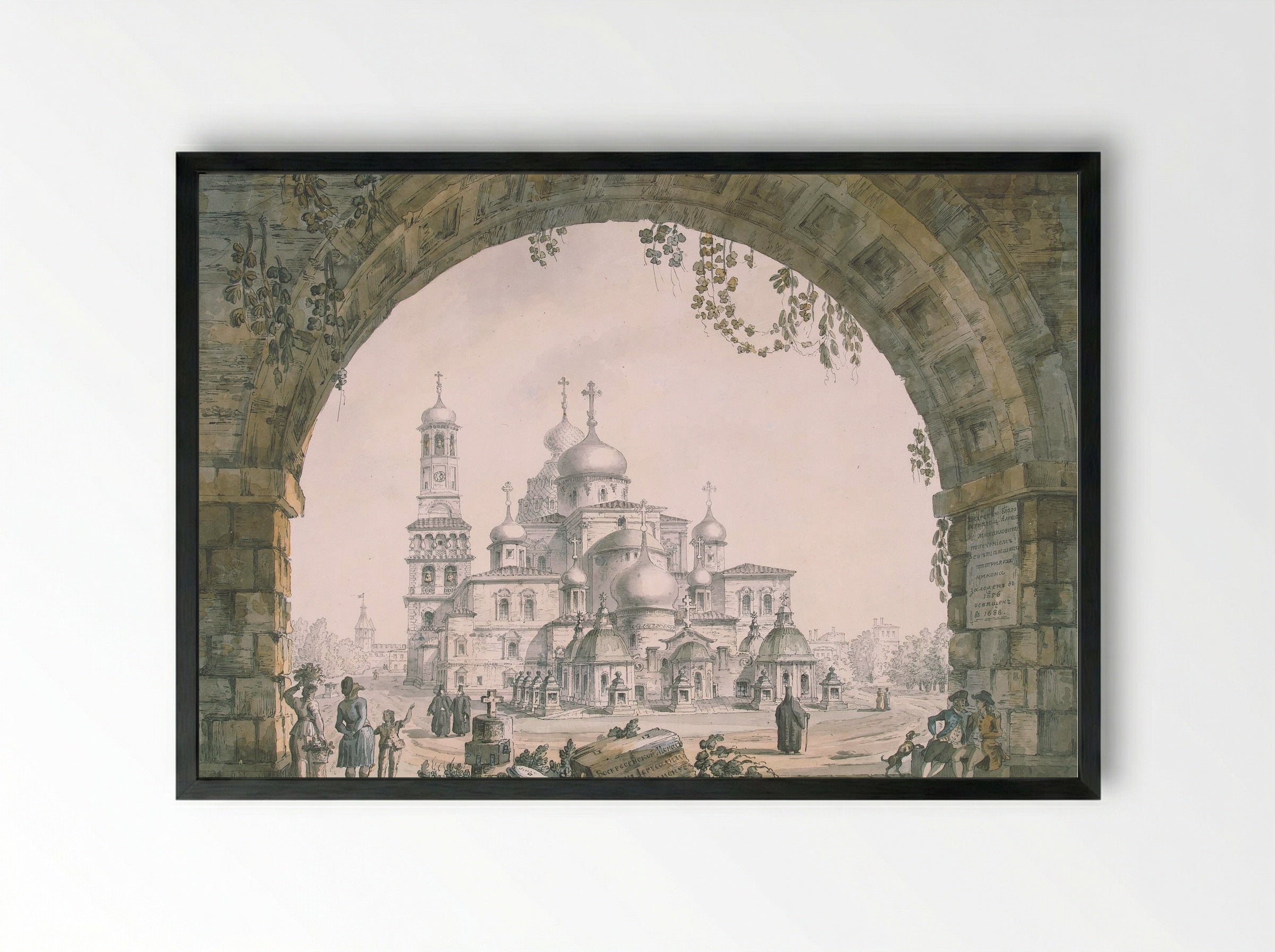 View of the New Jerusalem Monastery near Moscow - Giacomo Quarenghi - Framed Print Black