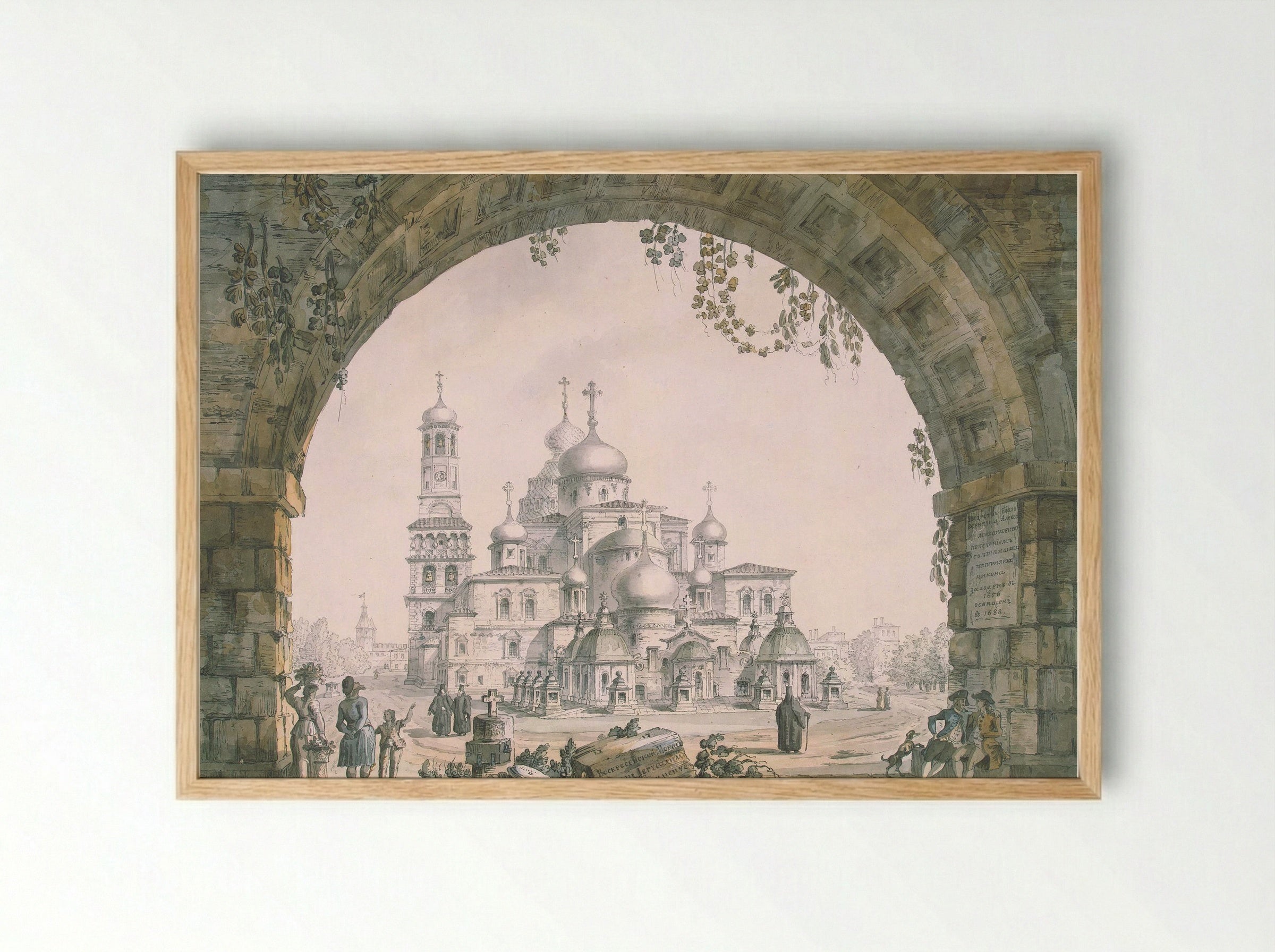 View of the New Jerusalem Monastery near Moscow - Giacomo Quarenghi - Framed Print Wood