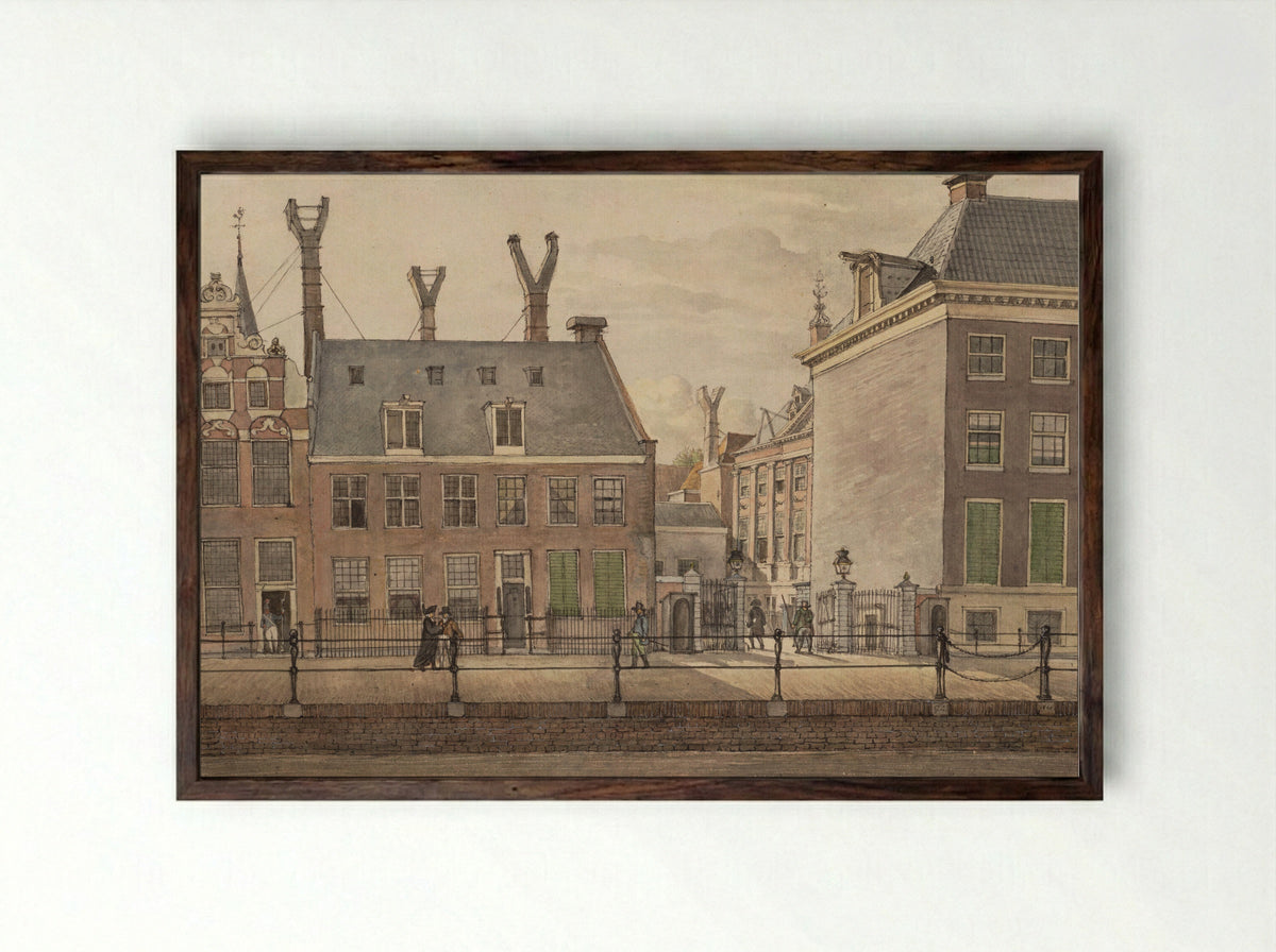 View of the Nieuwe Kerk, Delft - Gerrit Lamberts - Framed Print Dark Wood
