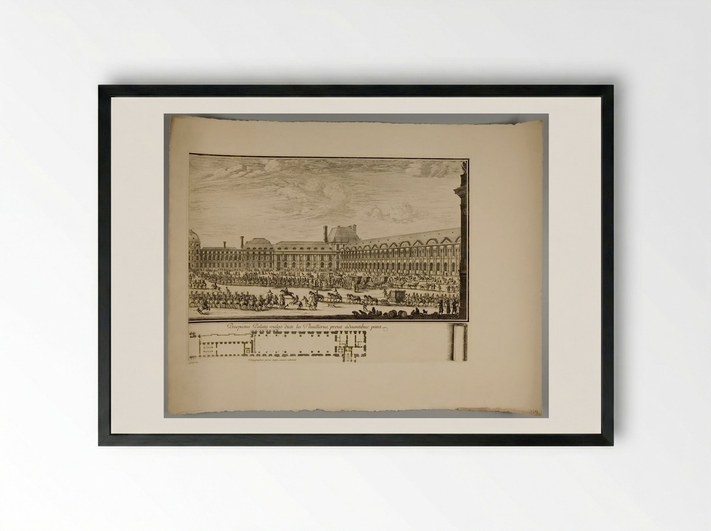 View of the Palace Commonly Called Tuilleries from the Side of the Entrance, with Plan - Israël Silvestre - Framed Print Black