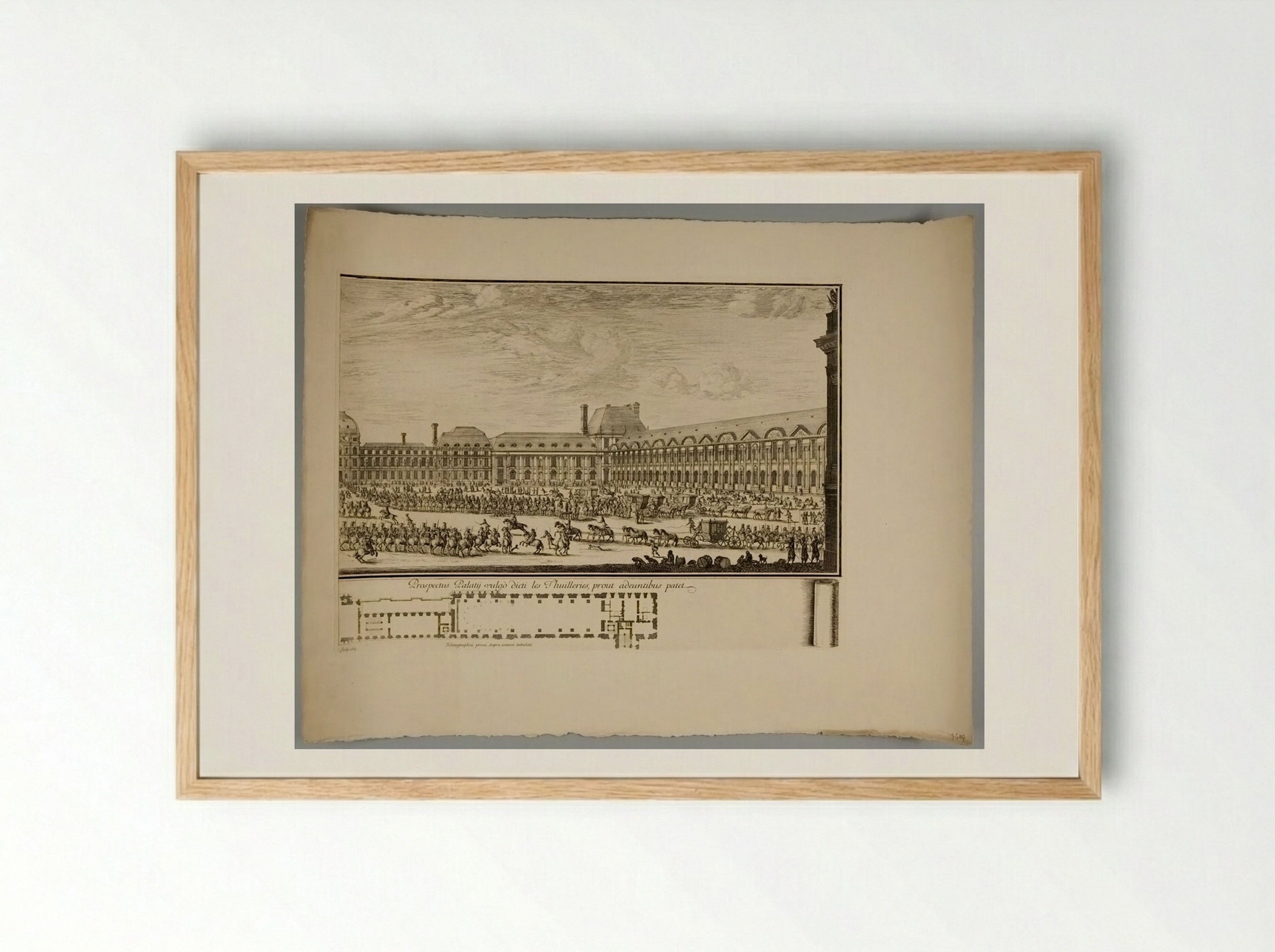 View of the Palace Commonly Called Tuilleries from the Side of the Entrance, with Plan - Israël Silvestre - Framed Print Wood
