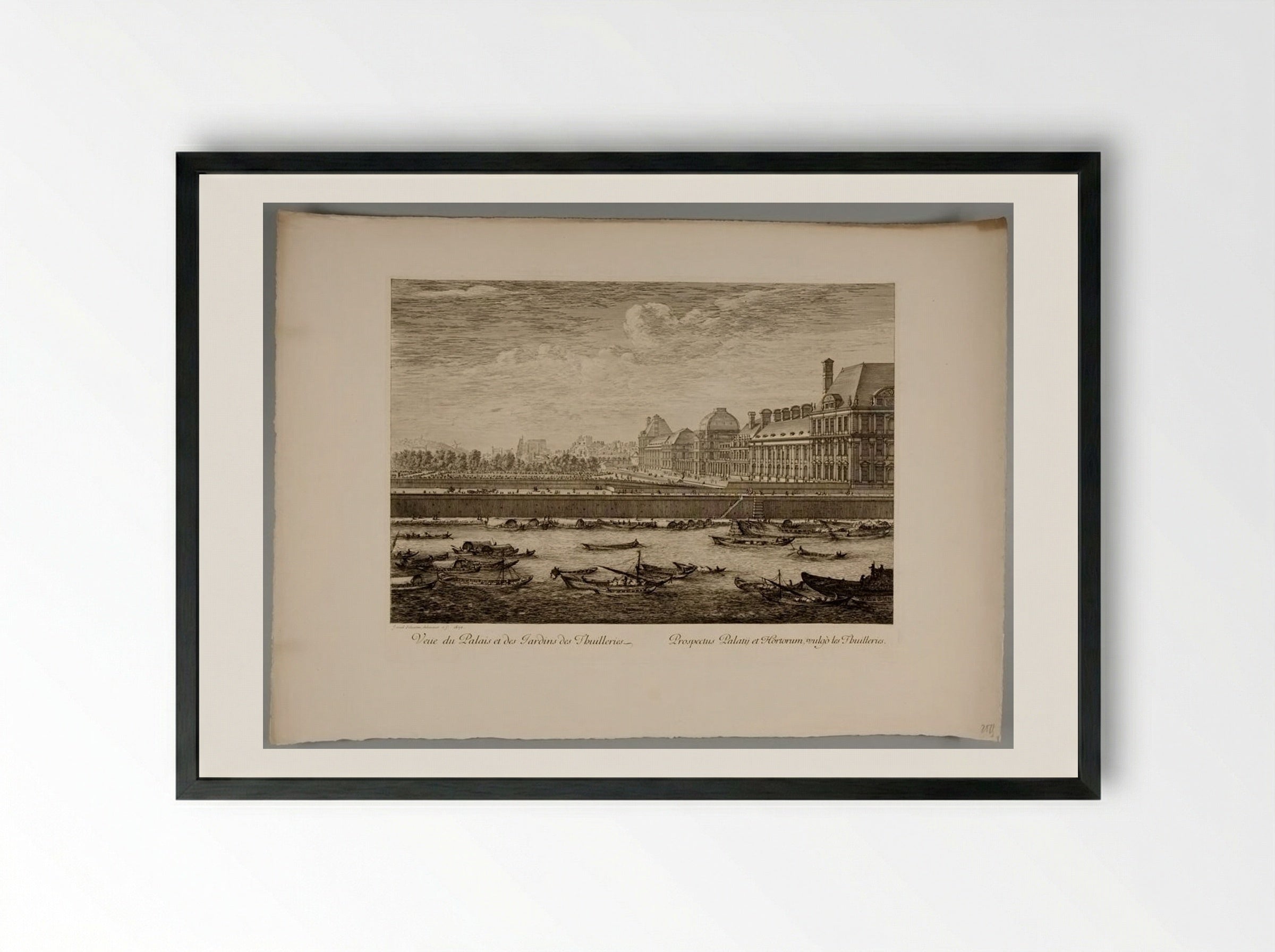 View of the Palace and Gardens of the Tuileries - Israël Silvestre - Framed Print Black