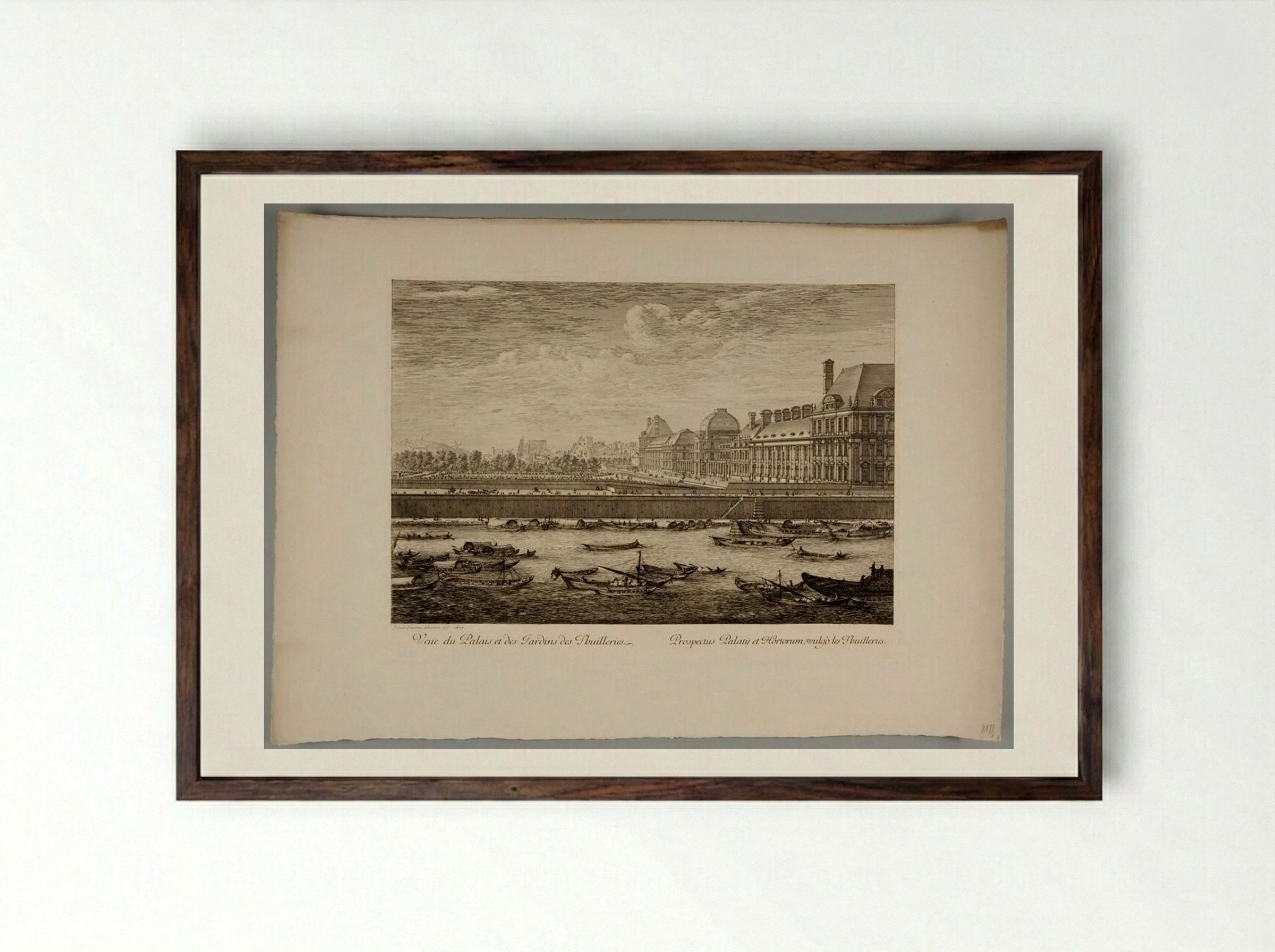 View of the Palace and Gardens of the Tuileries - Israël Silvestre - Framed Print Dark Wood