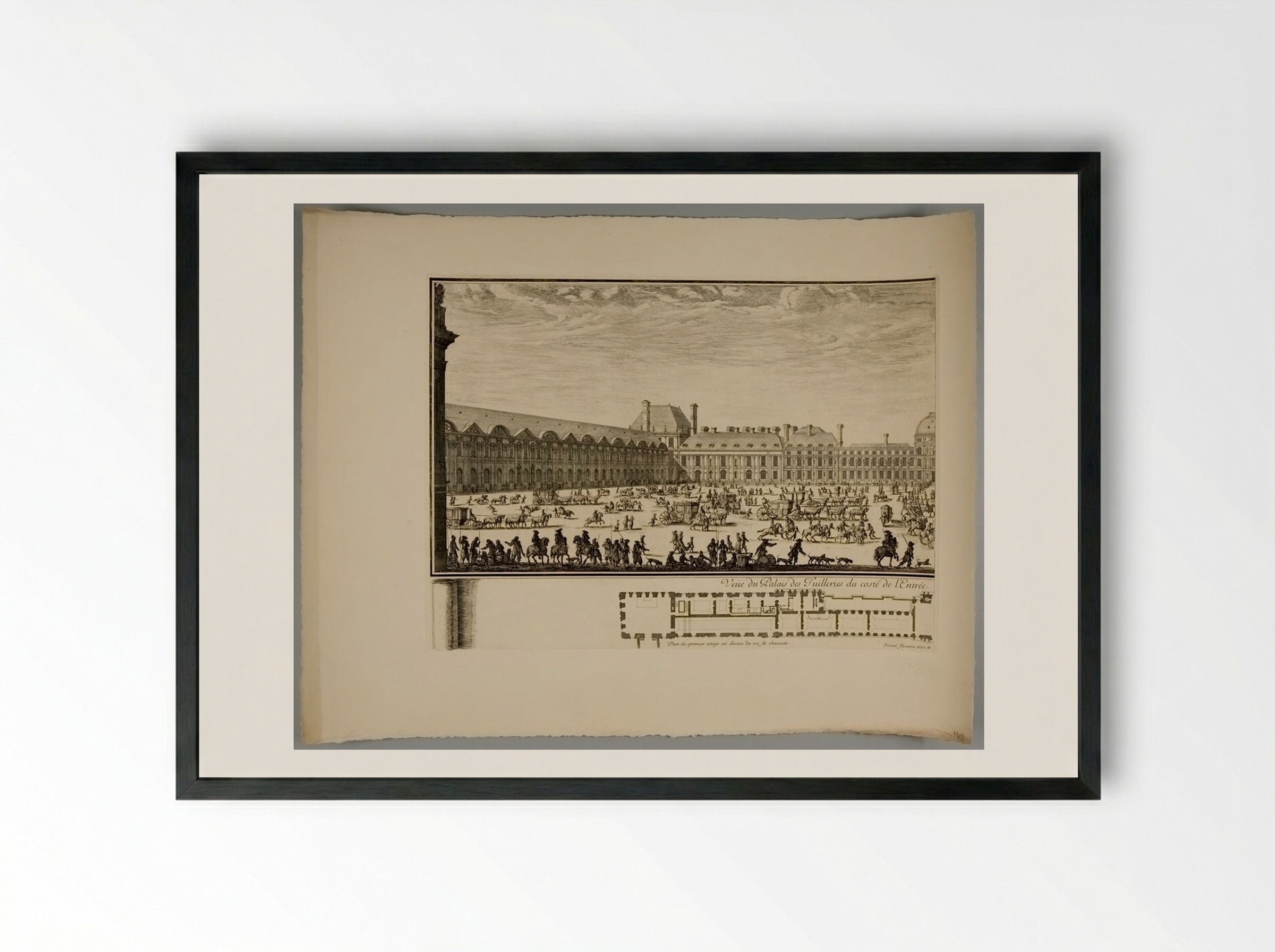 View of the Palace of the Tuileries from the Entrance Side - Israël Silvestre - Framed Print Black