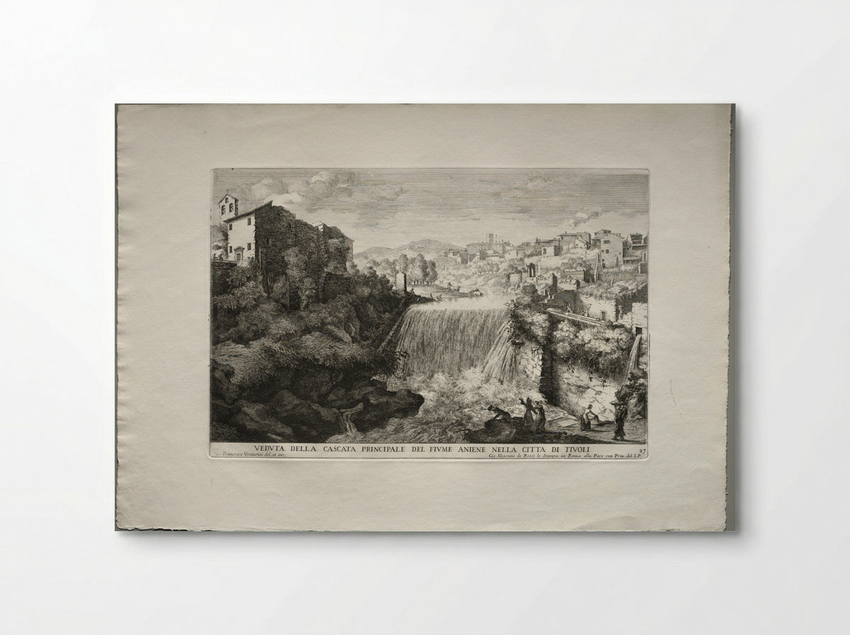 View of the Principal Cascade of the River Aniene in the City of Tivoli - Giovanni Francesco Venturini - Poster