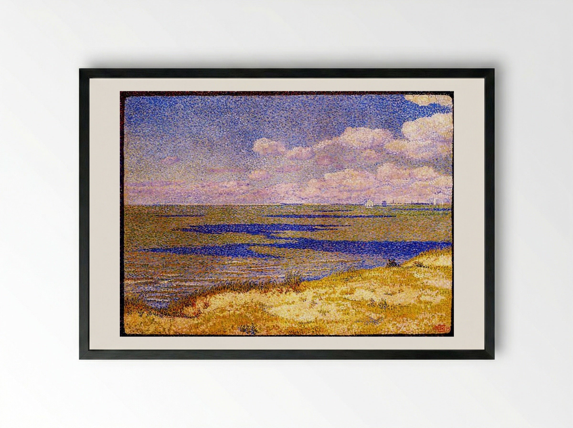 View of the River Scheldt - Théo van Rysselberghe - Framed Print Black